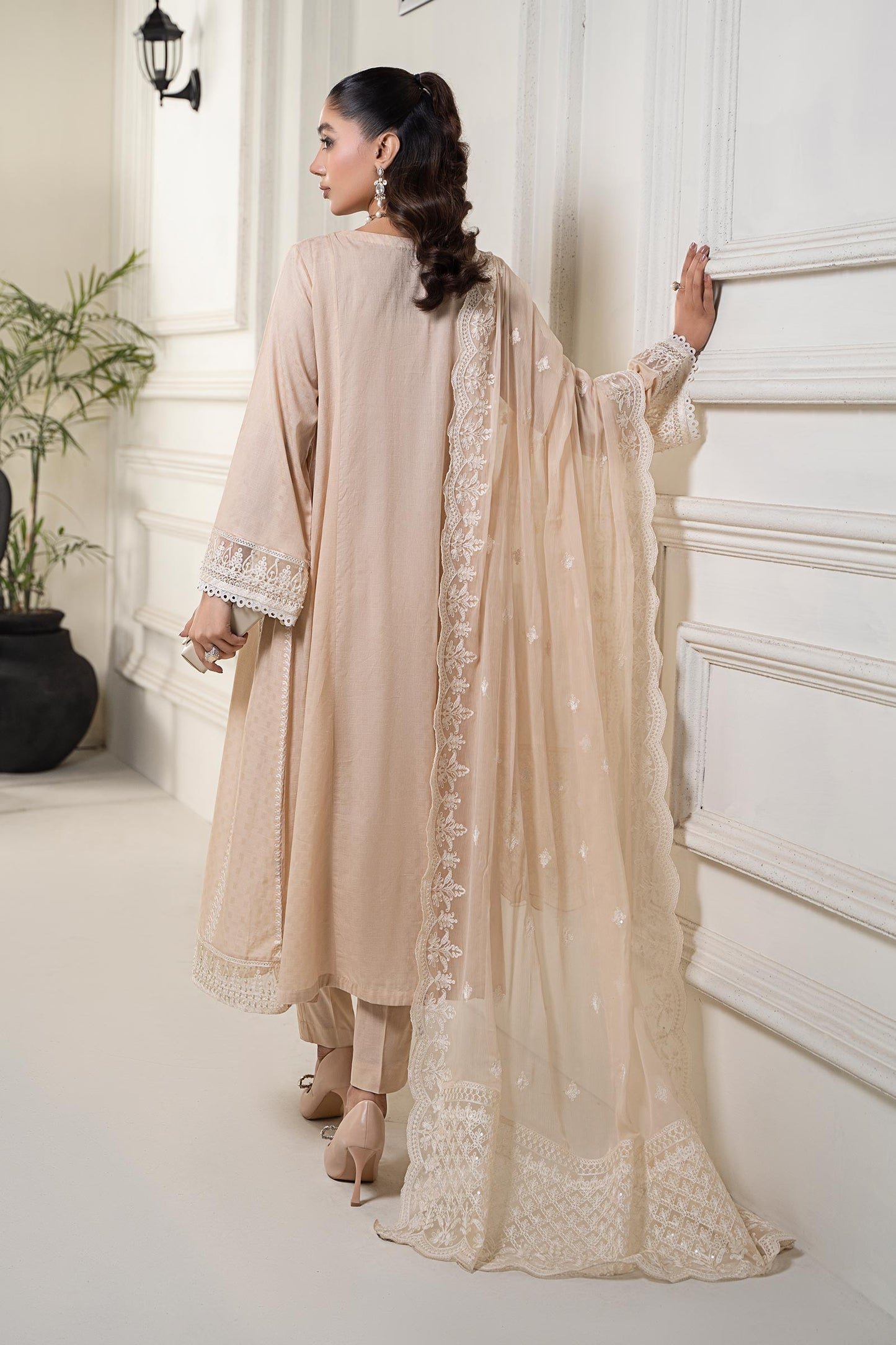 Maria B | Eid Collection 2026 | Dw-Ef24-117R1 Coffee - Luxury Dress - available at Maria Faisal in UK and USA.