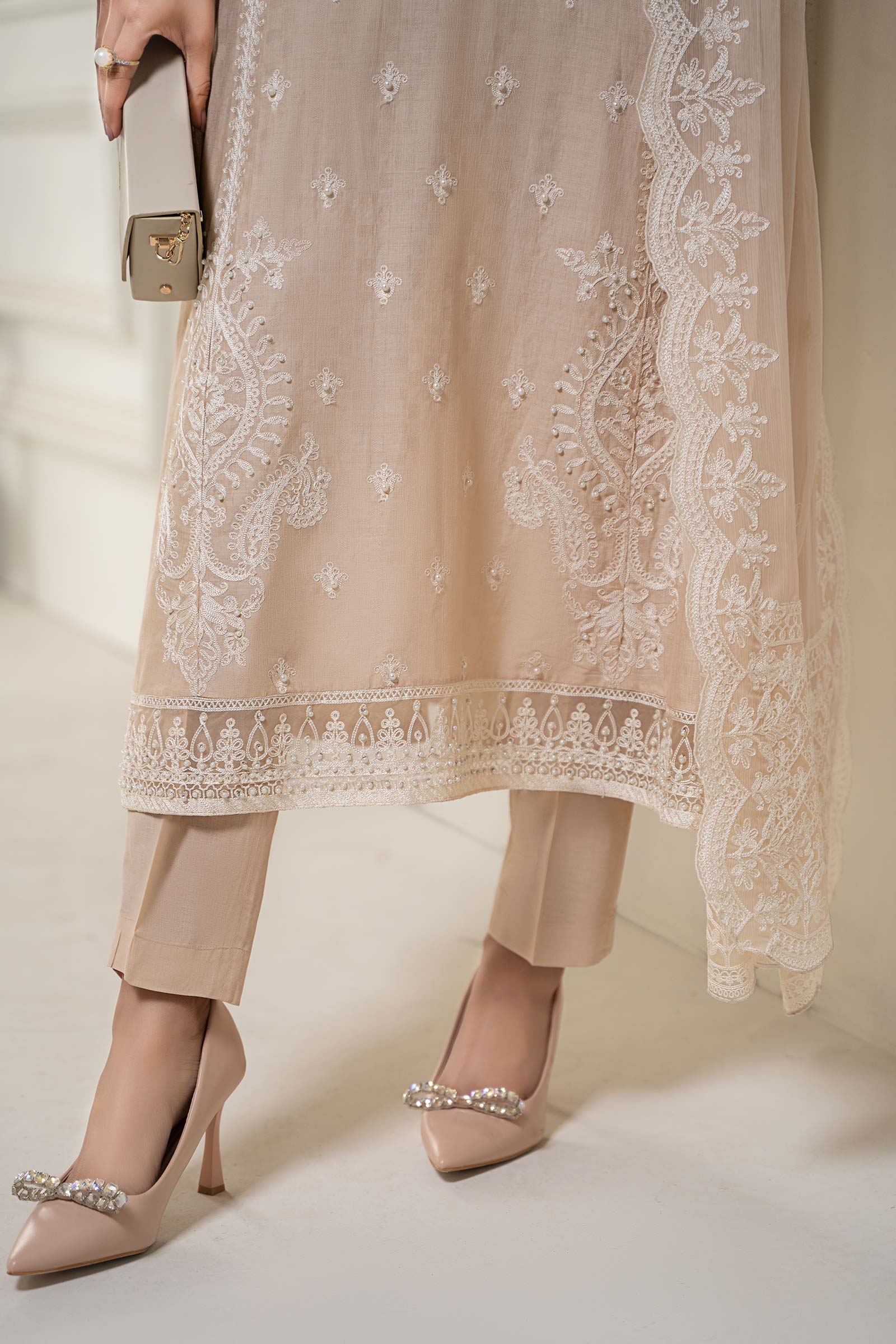 Maria B | Eid Collection 2026 | Dw-Ef24-117R1 Coffee - Luxury Dress - available at Maria Faisal in UK and USA.