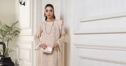 Maria B | Eid Collection 2026 | Dw-Ef24-117R1 Coffee - Luxury Dress - available at Maria Faisal in UK and USA.