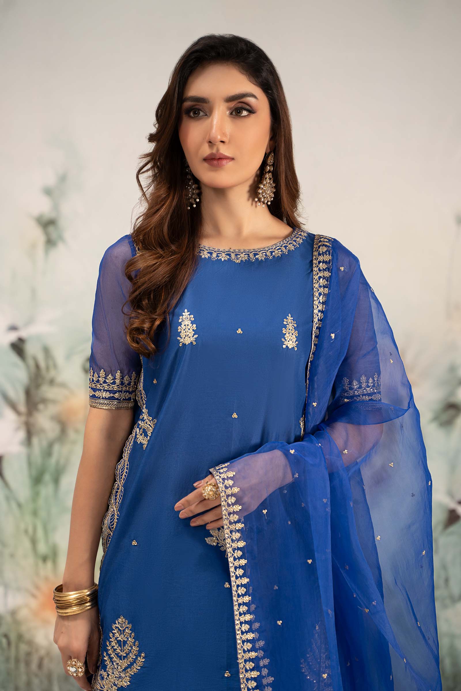 Maira B | Ready to Wear | DW-EF25-102 Blue by Maria Faisal - Registered Vendor of : Maria B - type : Wedding Dress - 100% original wedding dresses