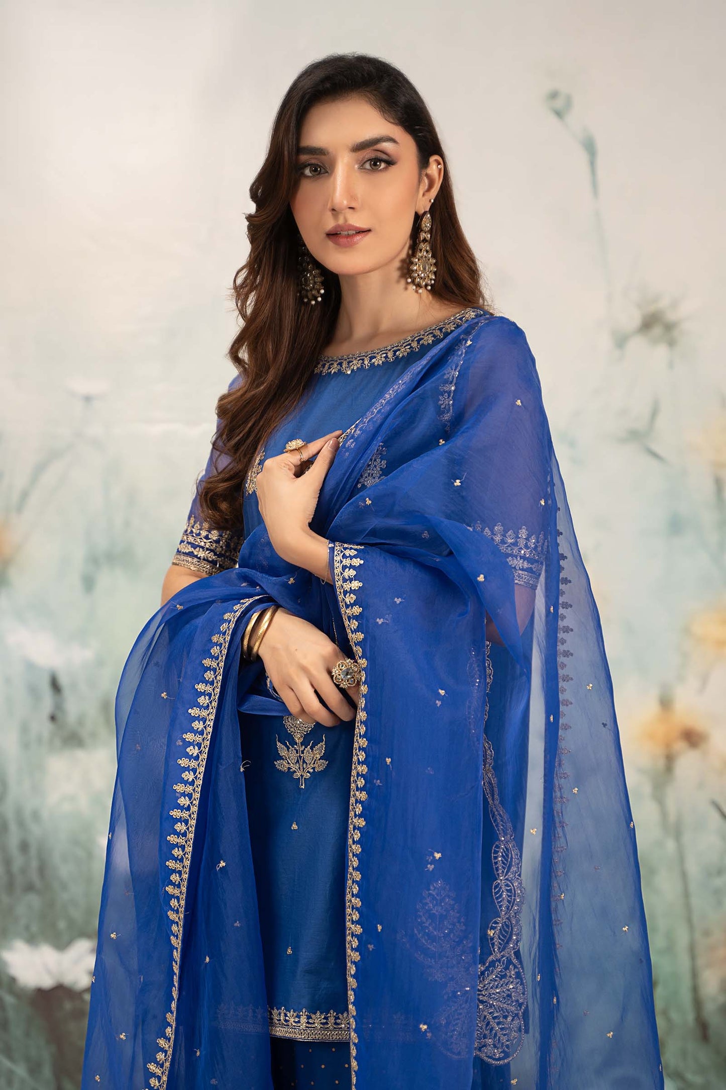 Maira B | Ready to Wear | DW-EF25-102 Blue by Maria Faisal - Registered Vendor of : Maria B - type : Wedding Dress - 100% original wedding dresses