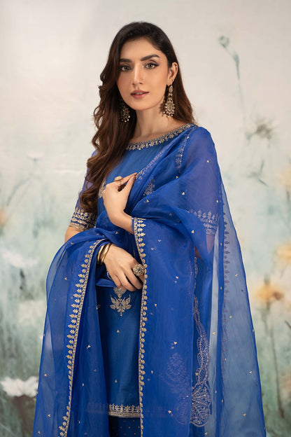 Maira B | Ready to Wear | DW-EF25-102 Blue by Maria Faisal - Registered Vendor of : Maria B - type : Wedding Dress - 100% original wedding dresses