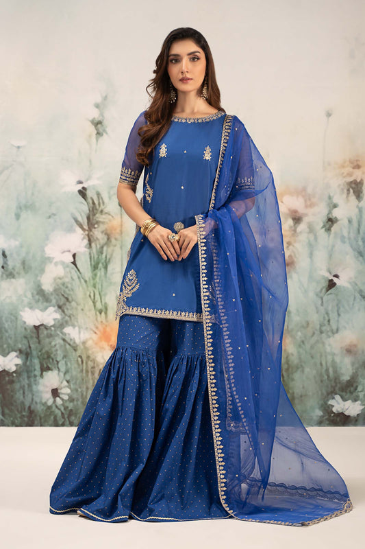 Maira B | Ready to Wear | DW-EF25-102 Blue by Maria Faisal - Registered Vendor of : Maria B - type : Wedding Dress - 100% original wedding dresses
