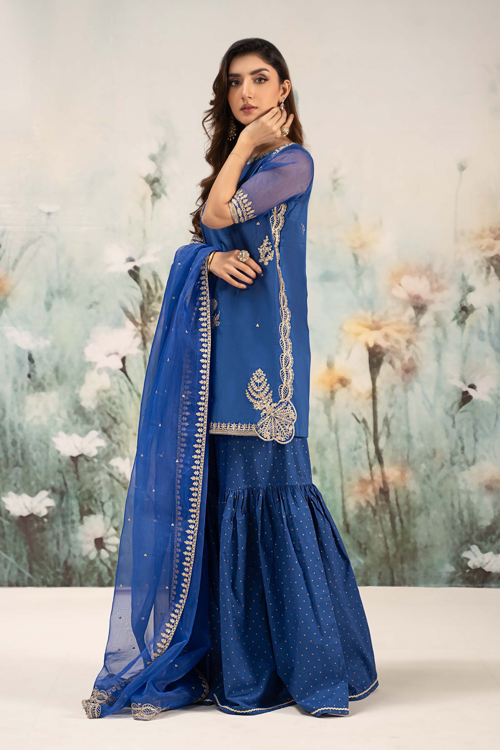 Maira B | Ready to Wear | DW-EF25-102 Blue by Maria Faisal - Registered Vendor of : Maria B - type : Wedding Dress - 100% original wedding dresses
