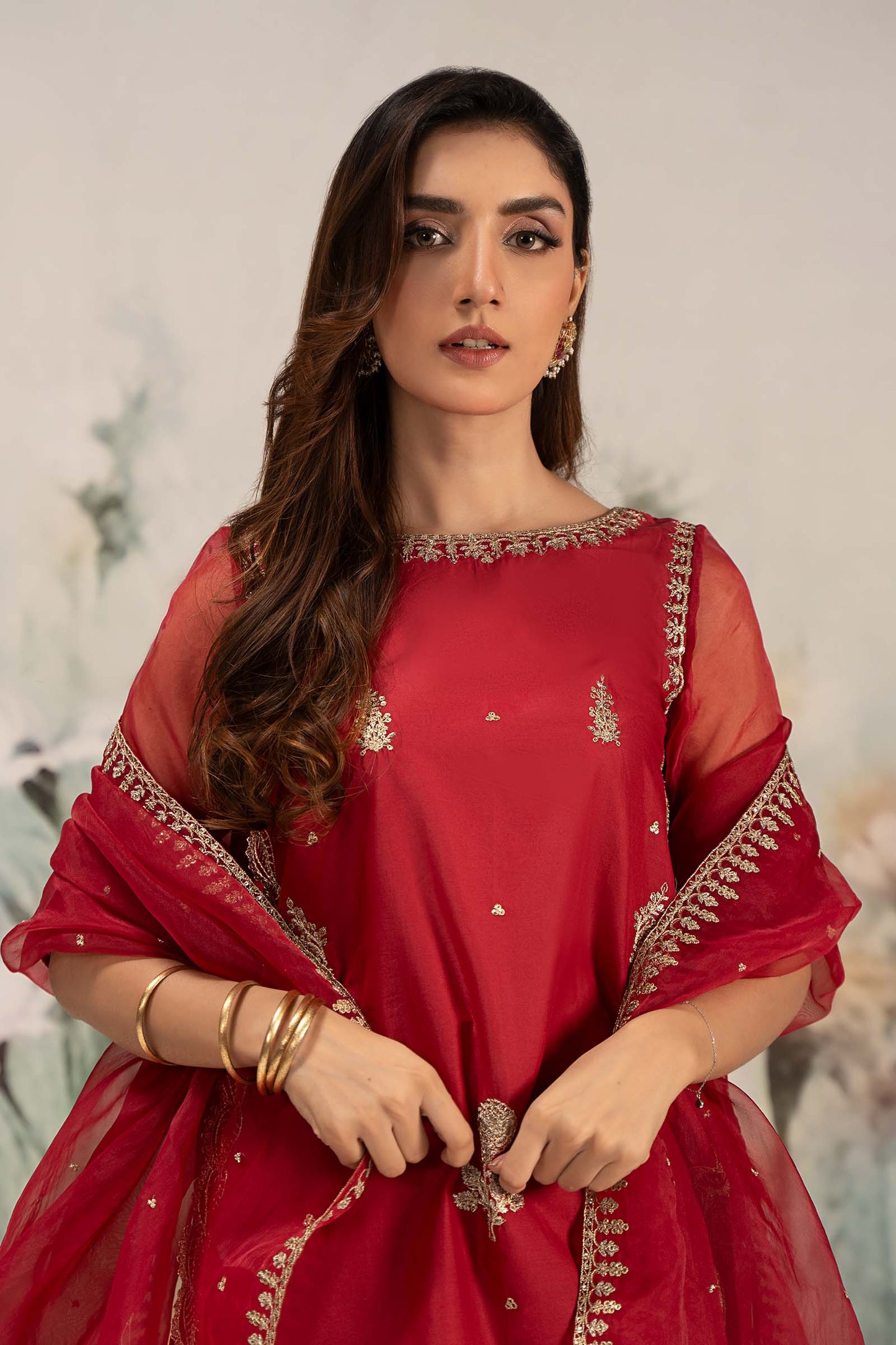 Maira B | Ready to Wear | DW-EF25-102 Red by Maria Faisal - Registered Vendor of : Maria B - type : Wedding Dress - 100% original wedding dresses