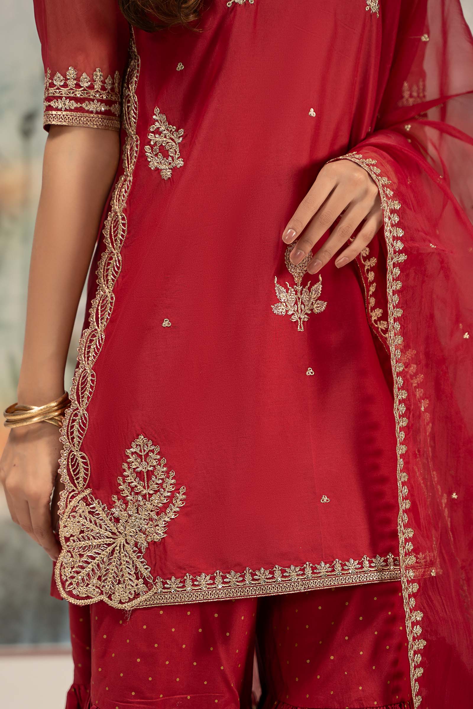 Maira B | Ready to Wear | DW-EF25-102 Red by Maria Faisal - Registered Vendor of : Maria B - type : Wedding Dress - 100% original wedding dresses