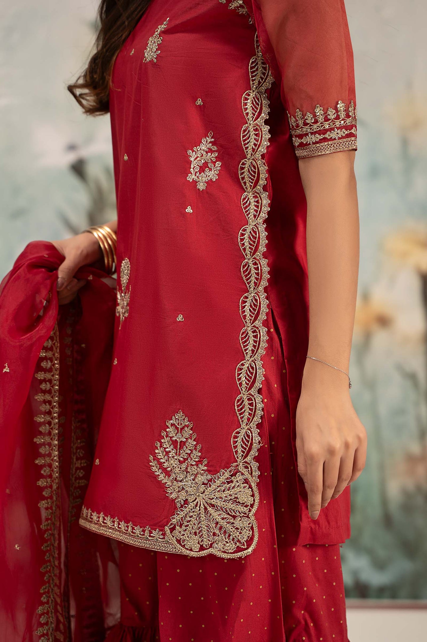 Maira B | Ready to Wear | DW-EF25-102 Red by Maria Faisal - Registered Vendor of : Maria B - type : Wedding Dress - 100% original wedding dresses