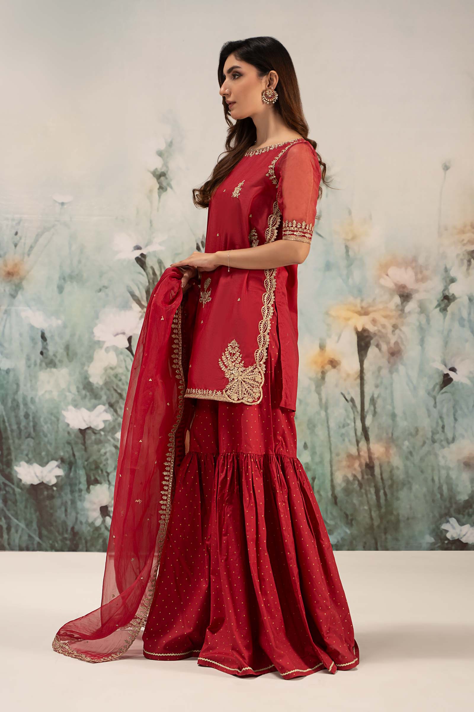 Maira B | Ready to Wear | DW-EF25-102 Red by Maria Faisal - Registered Vendor of : Maria B - type : Wedding Dress - 100% original wedding dresses