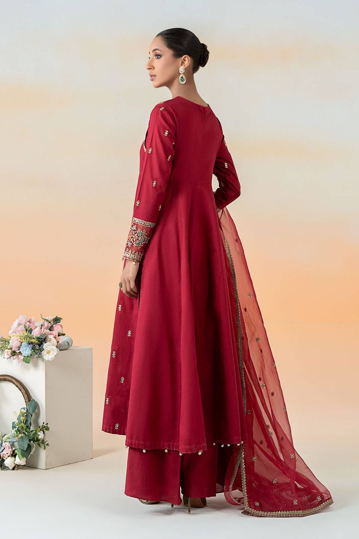 Maria B | Formal Wears | DW-EF25-19 Red by Maria Faisal - Registered Vendor of : Maria B - type : Ladies Clothes - 100% original wedding dresses