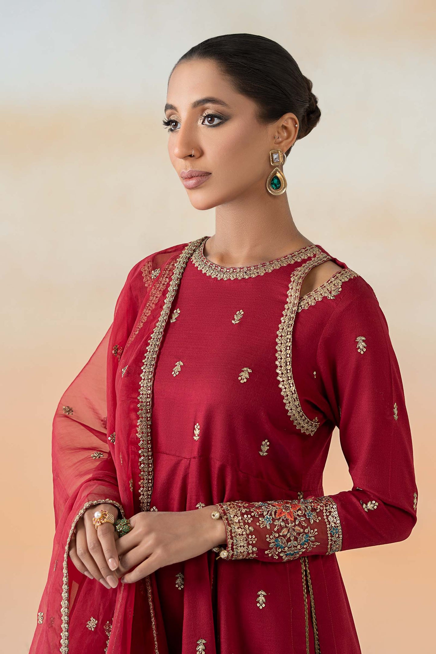 Maira B | Ready to Wear | DW-EF25-19 Red by Maria Faisal - Registered Vendor of : Maria B - type : Wedding Dress - 100% original wedding dresses