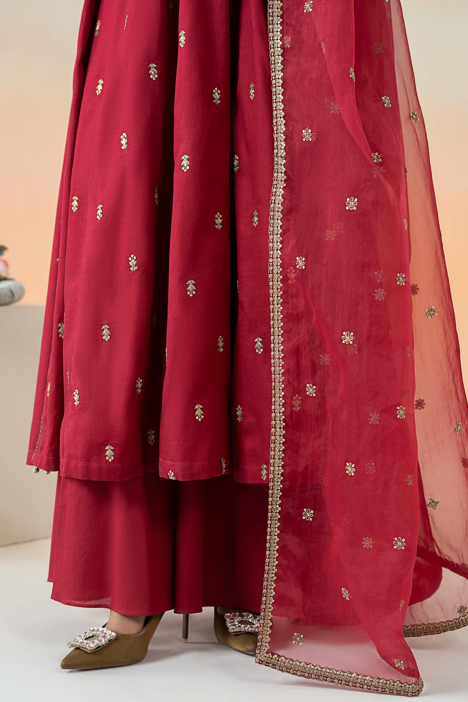 Maira B | Ready to Wear | DW-EF25-19 Red by Maria Faisal - Registered Vendor of : Maria B - type : Wedding Dress - 100% original wedding dresses