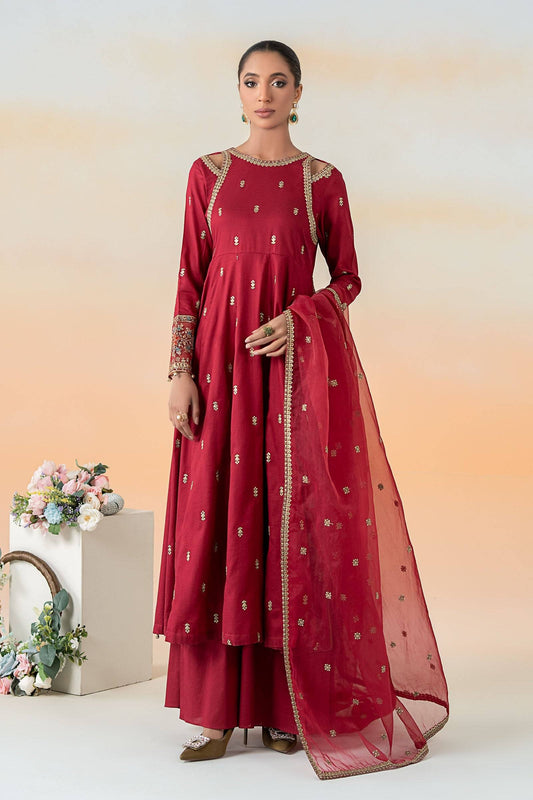 Maira B | Ready to Wear | DW-EF25-19 Red by Maria Faisal - Registered Vendor of : Maria B - type : Wedding Dress - 100% original wedding dresses
