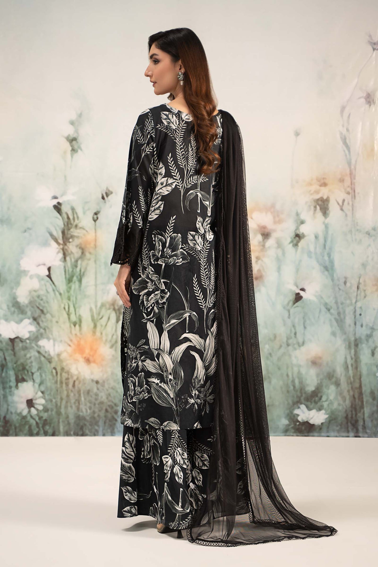 Maria B | Eid Collection 2026 | Dw-Ef25-29R1 Black Printed - Luxury Dress - available at Maria Faisal in UK and USA.