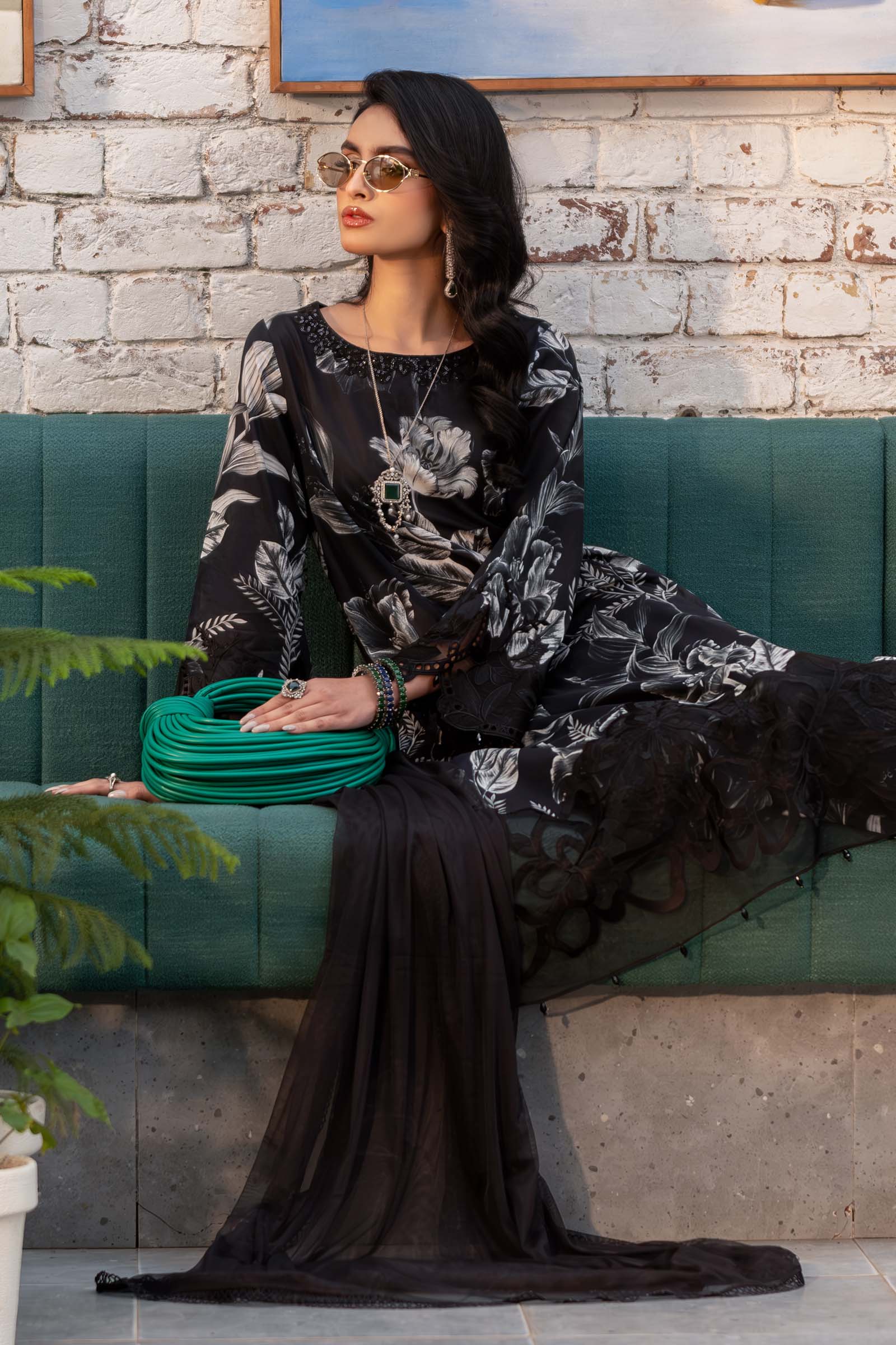 Maria B | Eid Collection 2026 | Dw-Ef25-29R1 Black Printed - Luxury Dress - available at Maria Faisal in UK and USA.