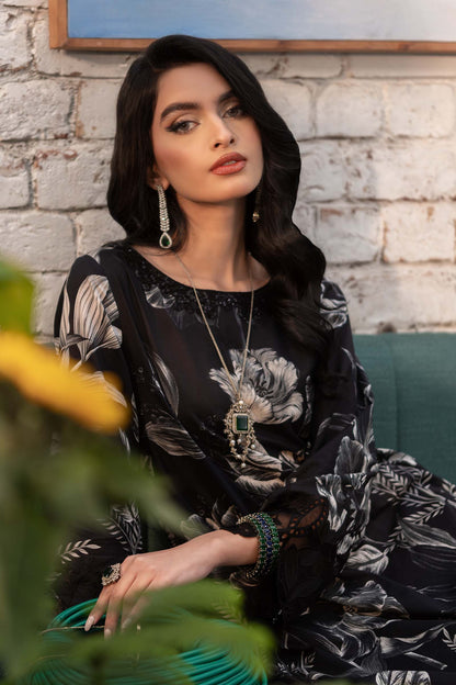 Maria B | Eid Collection 2026 | Dw-Ef25-29R1 Black Printed - Luxury Dress - available at Maria Faisal in UK and USA.