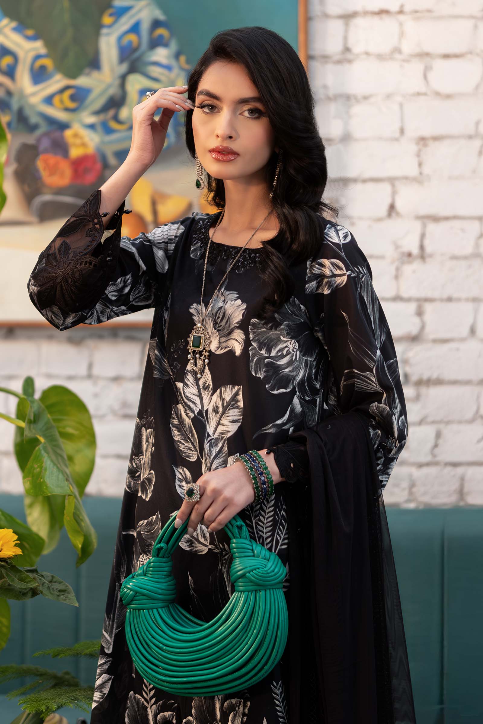 Maria B | Eid Collection 2026 | Dw-Ef25-29R1 Black Printed - Luxury Dress - available at Maria Faisal in UK and USA.