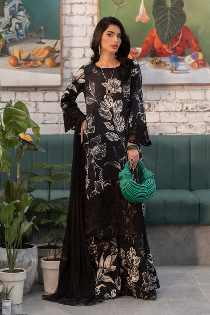 Maria B | Eid Collection 2026 | Dw-Ef25-29R1 Black Printed - Luxury Dress - available at Maria Faisal in UK and USA.
