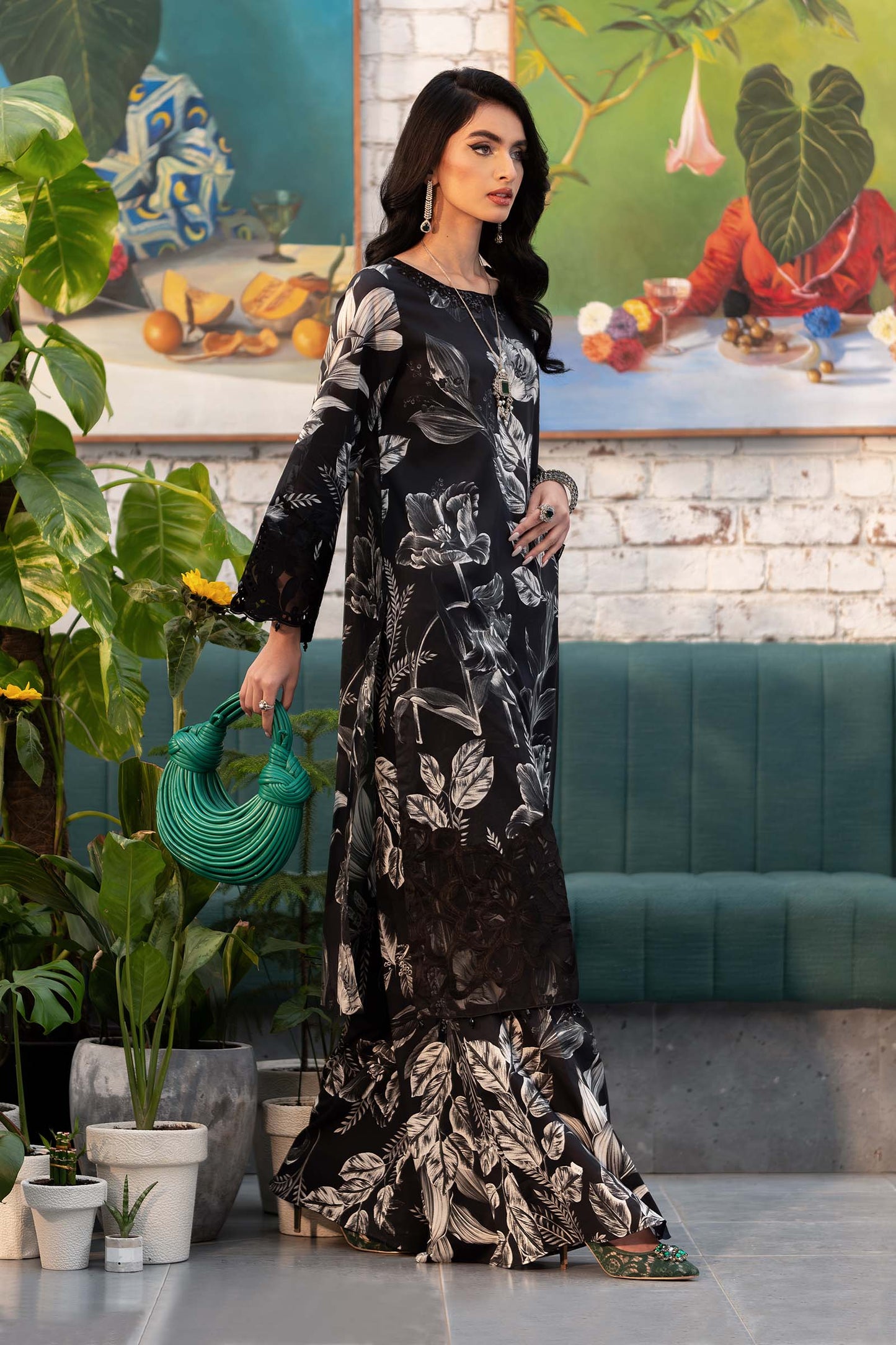 Maria B | Eid Collection 2026 | Dw-Ef25-29R1 Black Printed - Luxury Dress - available at Maria Faisal in UK and USA.