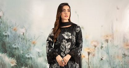 Maria B | Eid Collection 2026 | Dw-Ef25-29R1 Black Printed - Luxury Dress - available at Maria Faisal in UK and USA.