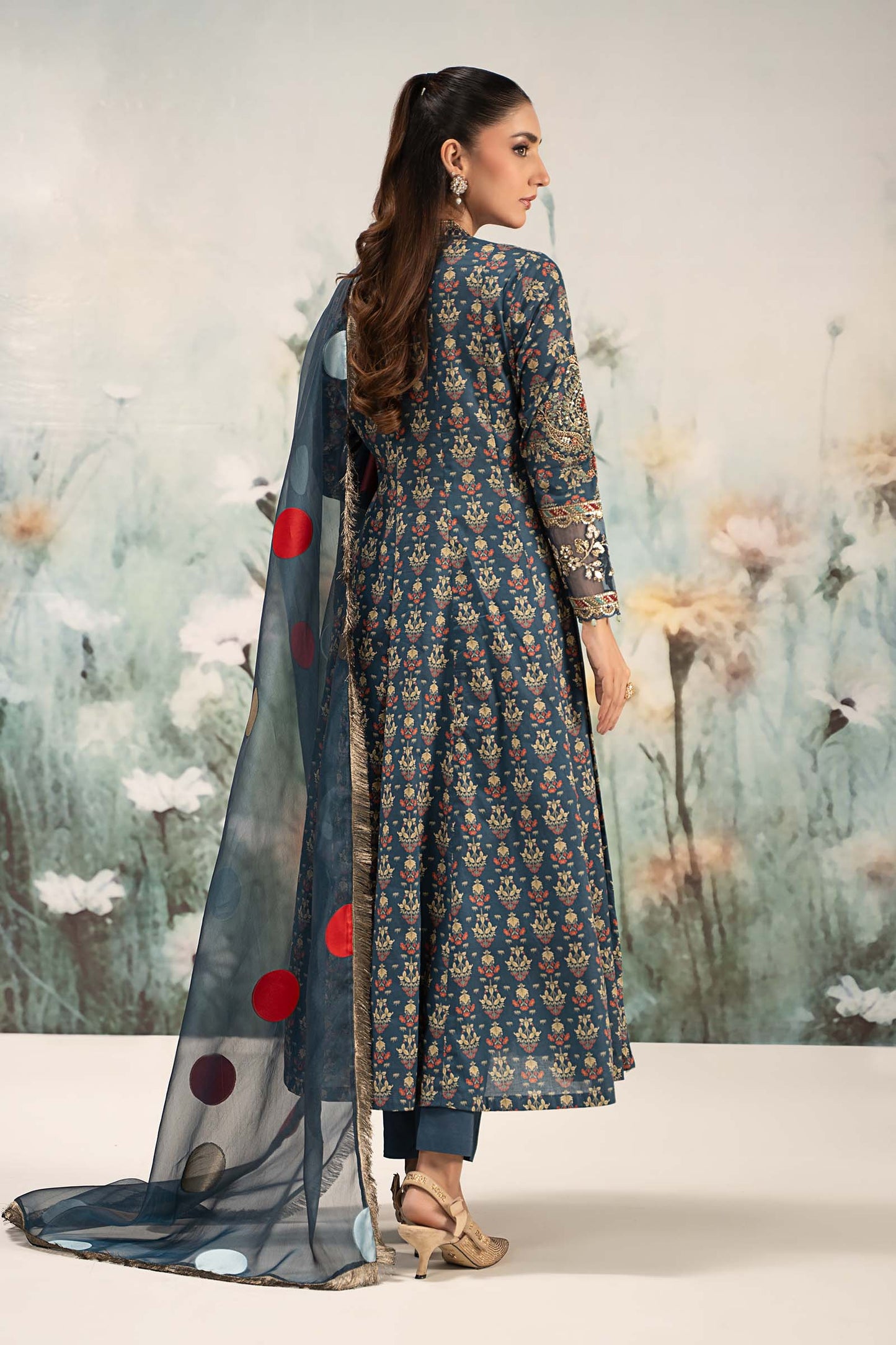 Maira B | Ready to Wear | DW-EF25-54 Blue by Maria Faisal - Registered Vendor of : Maria B - type : Wedding Dress - 100% original wedding dresses