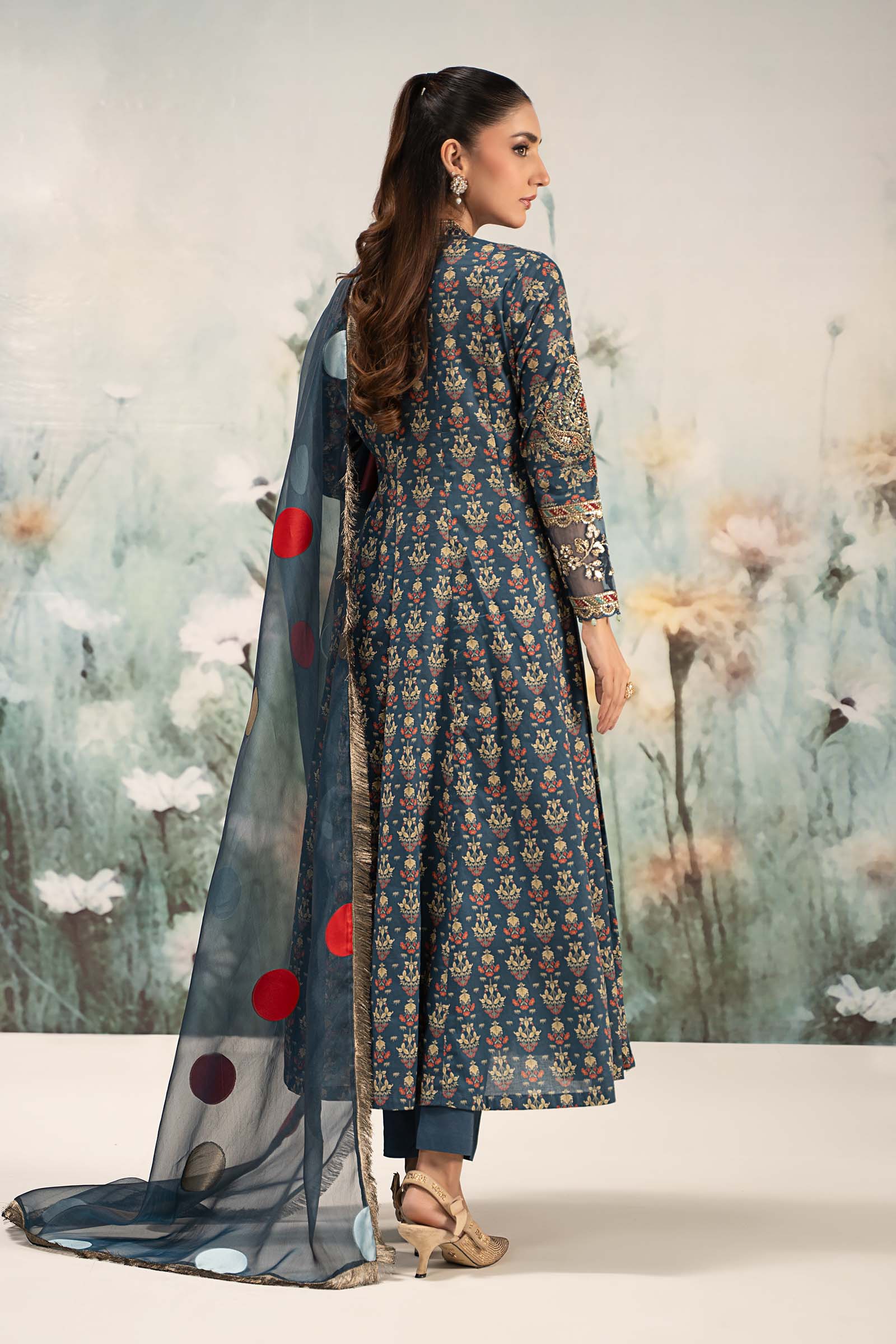 Maira B | Ready to Wear | DW-EF25-54 Blue by Maria Faisal - Registered Vendor of : Maria B - type : Wedding Dress - 100% original wedding dresses