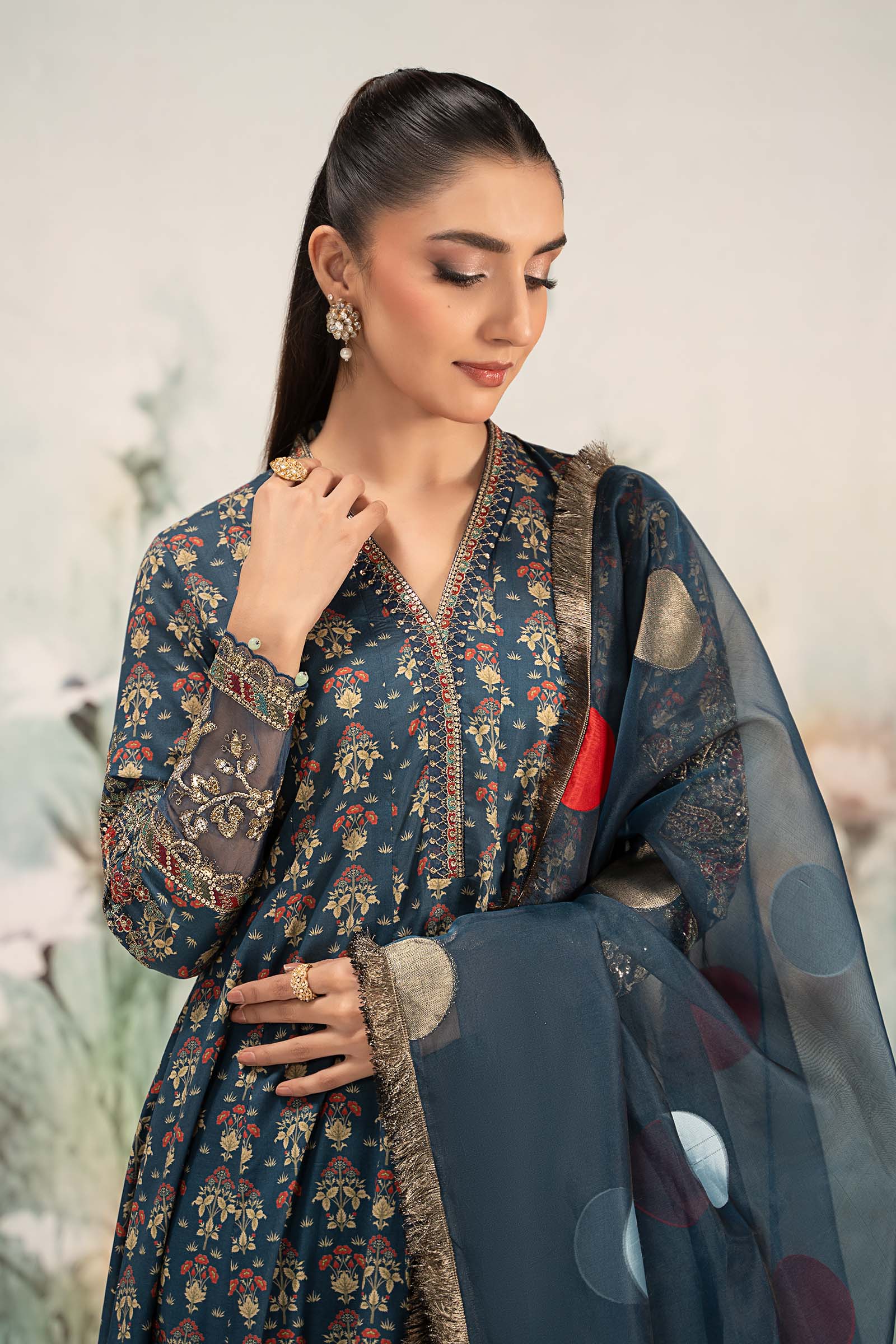 Maira B | Ready to Wear | DW-EF25-54 Blue by Maria Faisal - Registered Vendor of : Maria B - type : Wedding Dress - 100% original wedding dresses