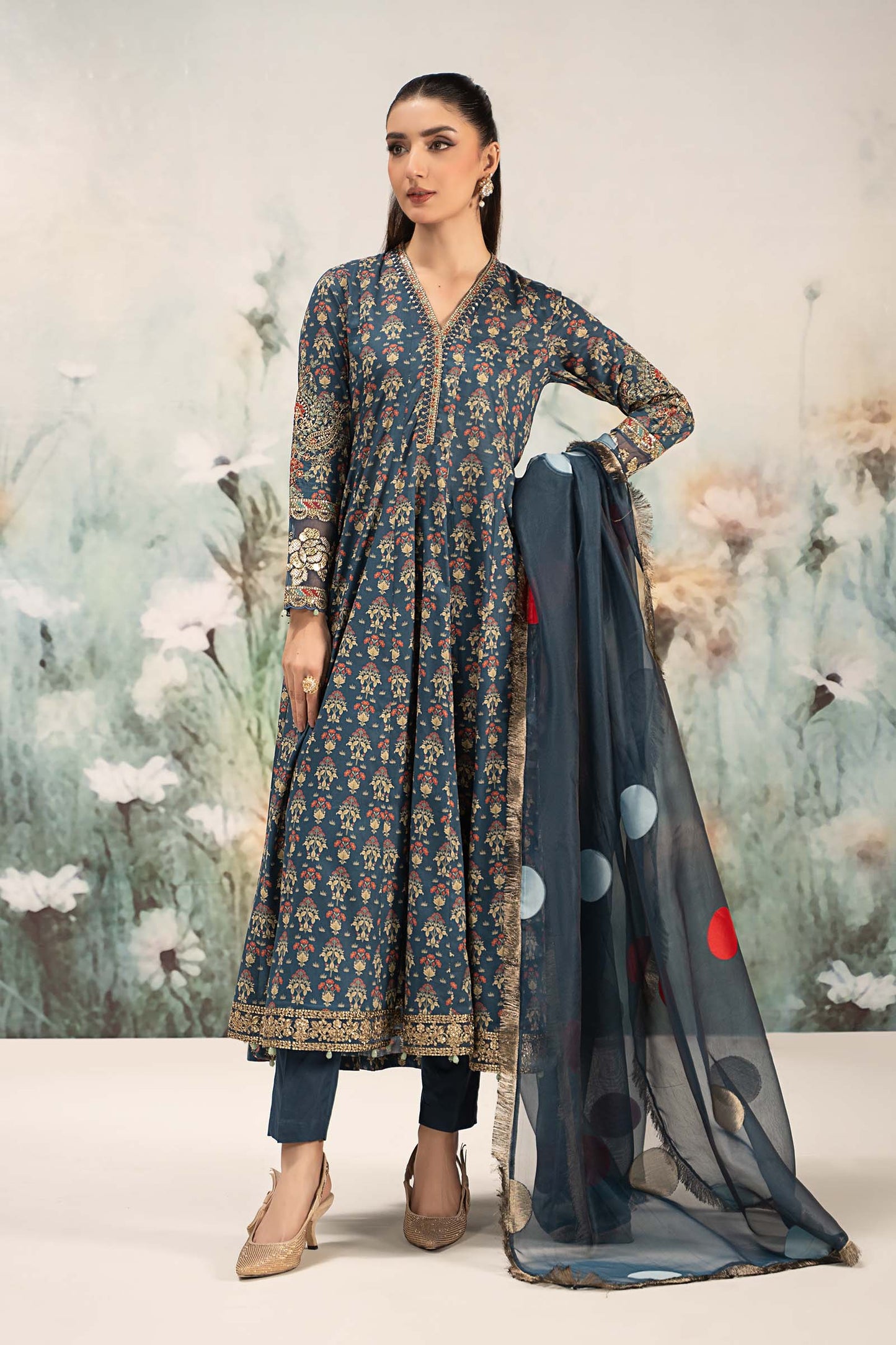 Maira B | Ready to Wear | DW-EF25-54 Blue by Maria Faisal - Registered Vendor of : Maria B - type : Wedding Dress - 100% original wedding dresses