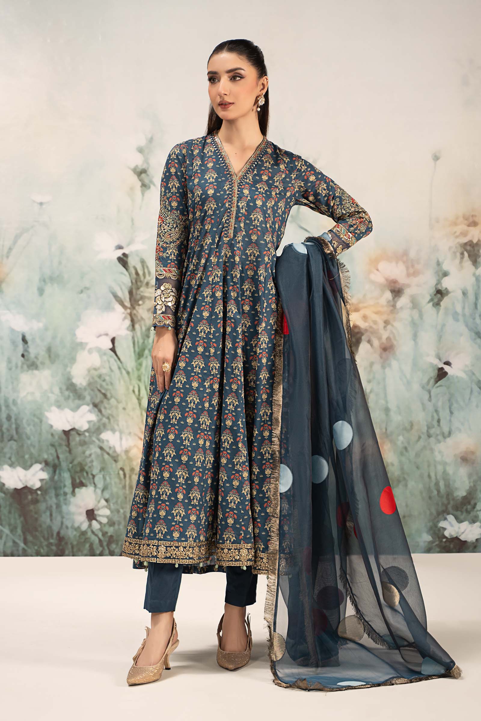 Maira B | Ready to Wear | DW-EF25-54 Blue by Maria Faisal - Registered Vendor of : Maria B - type : Wedding Dress - 100% original wedding dresses
