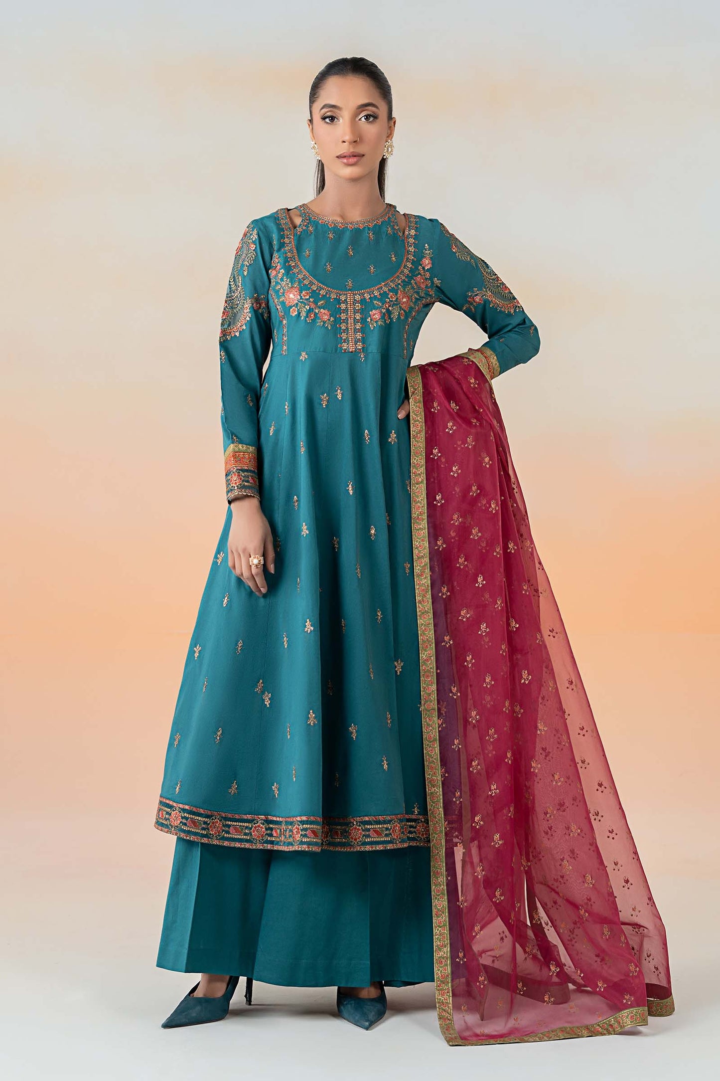 Maira B | Ready to Wear | DW-EF25-60 Teal by Maria Faisal - Registered Vendor of : Maria B - type : Wedding Dress - 100% original wedding dresses