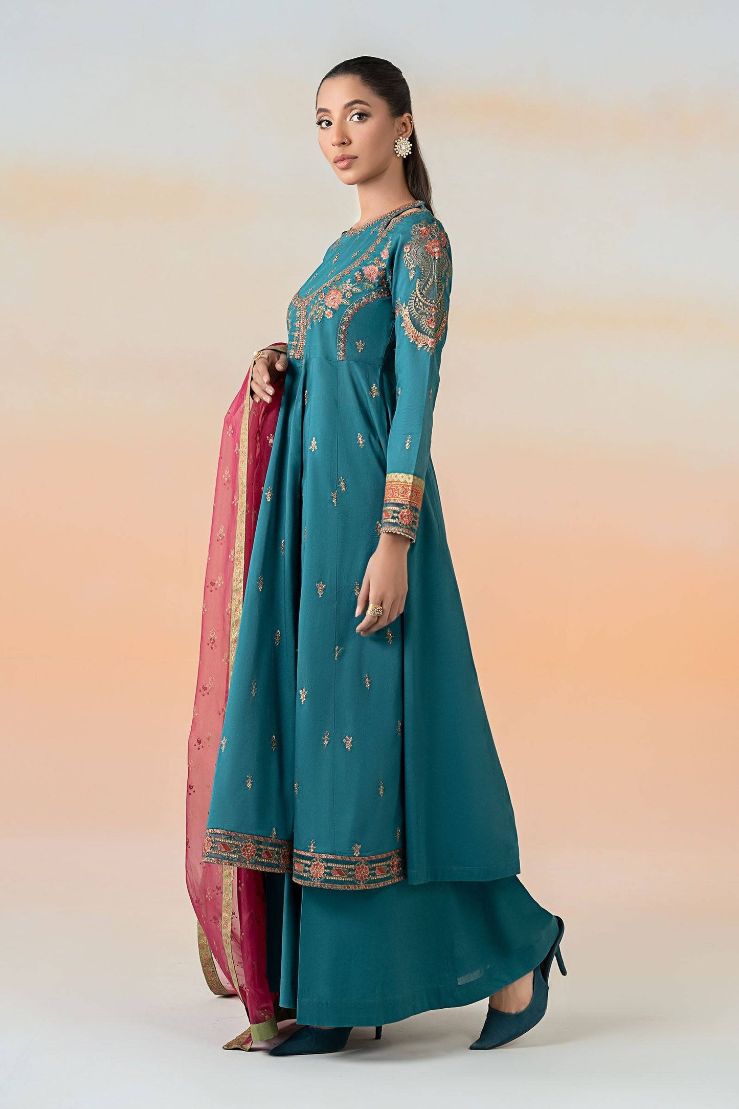 Maira B | Ready to Wear | DW-EF25-60 Teal by Maria Faisal - Registered Vendor of : Maria B - type : Wedding Dress - 100% original wedding dresses