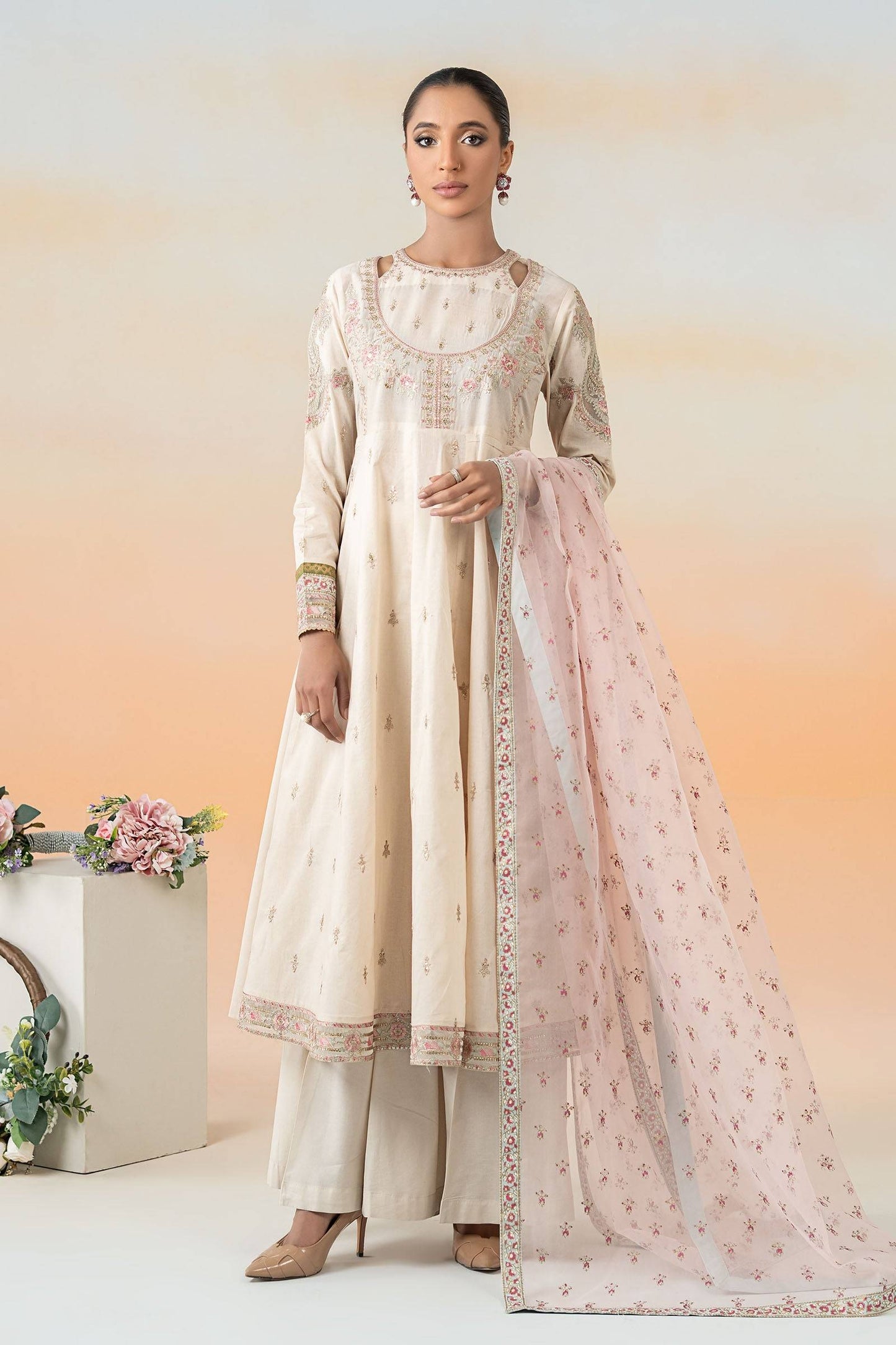 Maira B | Ready to Wear | DW-EF25-60 Off White by Maria Faisal - Registered Vendor of : Maria B - type : Wedding Dress - 100% original wedding dresses