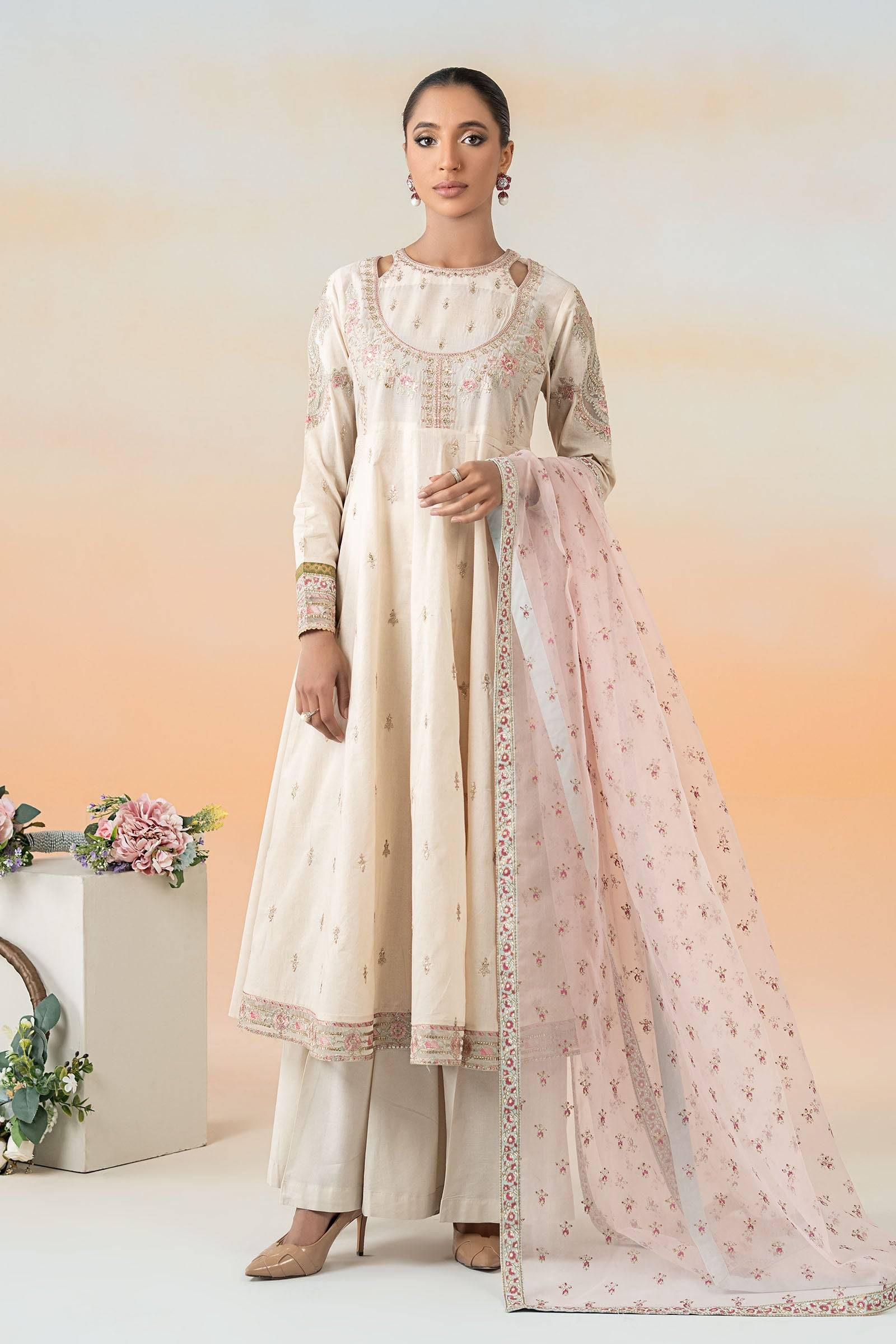 Maira B | Ready to Wear | DW-EF25-60 Off White by Maria Faisal - Registered Vendor of : Maria B - type : Wedding Dress - 100% original wedding dresses