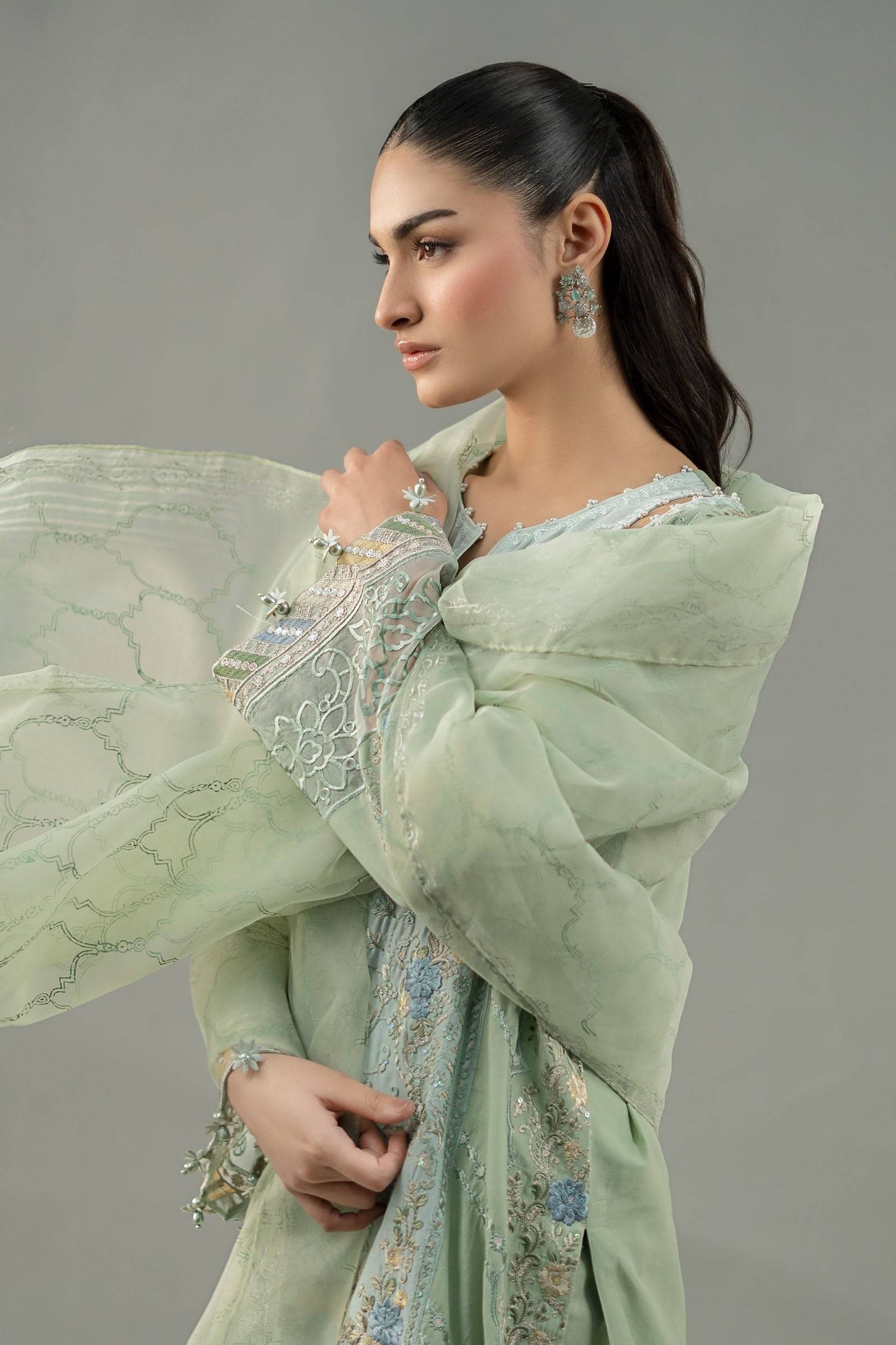 Maira B | Ready to Wear | DW-EF25-69 Green by Maria Faisal - Registered Vendor of : Maria B - type : Wedding Dress - 100% original wedding dresses