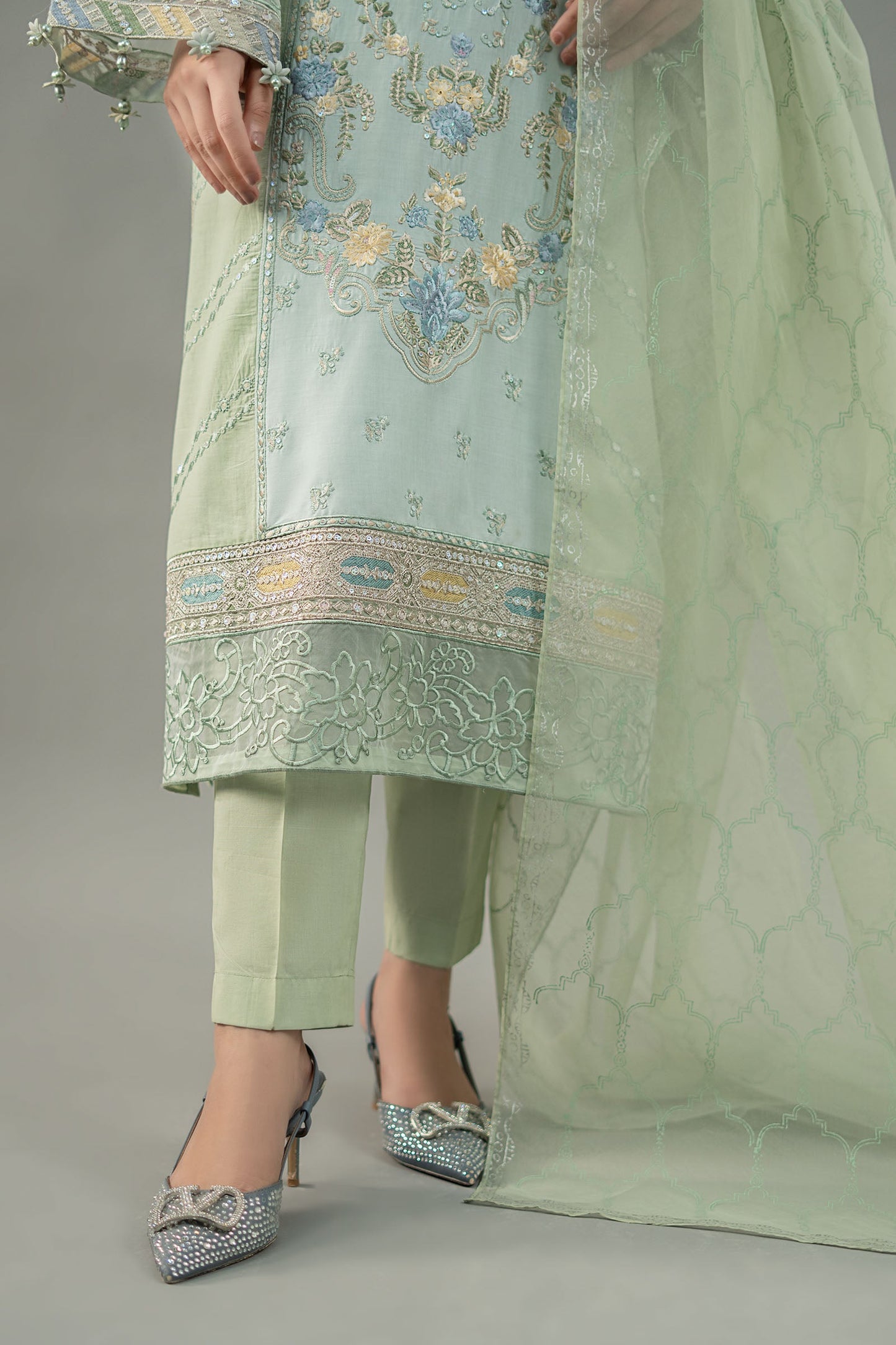 Maira B | Ready to Wear | DW-EF25-69 Green by Maria Faisal - Registered Vendor of : Maria B - type : Wedding Dress - 100% original wedding dresses
