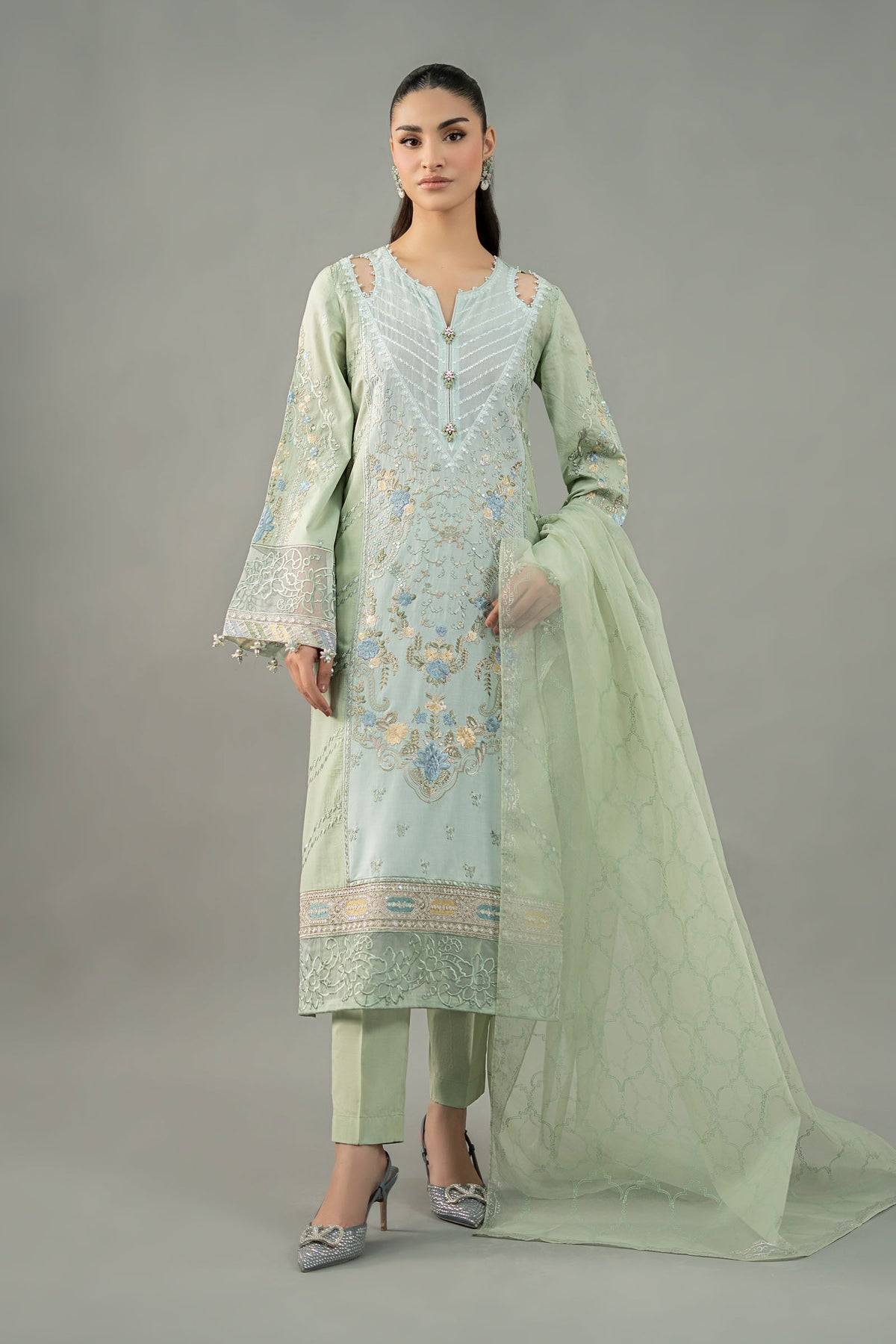 Maria B | Formal Wears | DW-EF25-69 Green by Maria Faisal - Registered Vendor of : Maria B - type : Ladies Clothes - 100% original wedding dresses