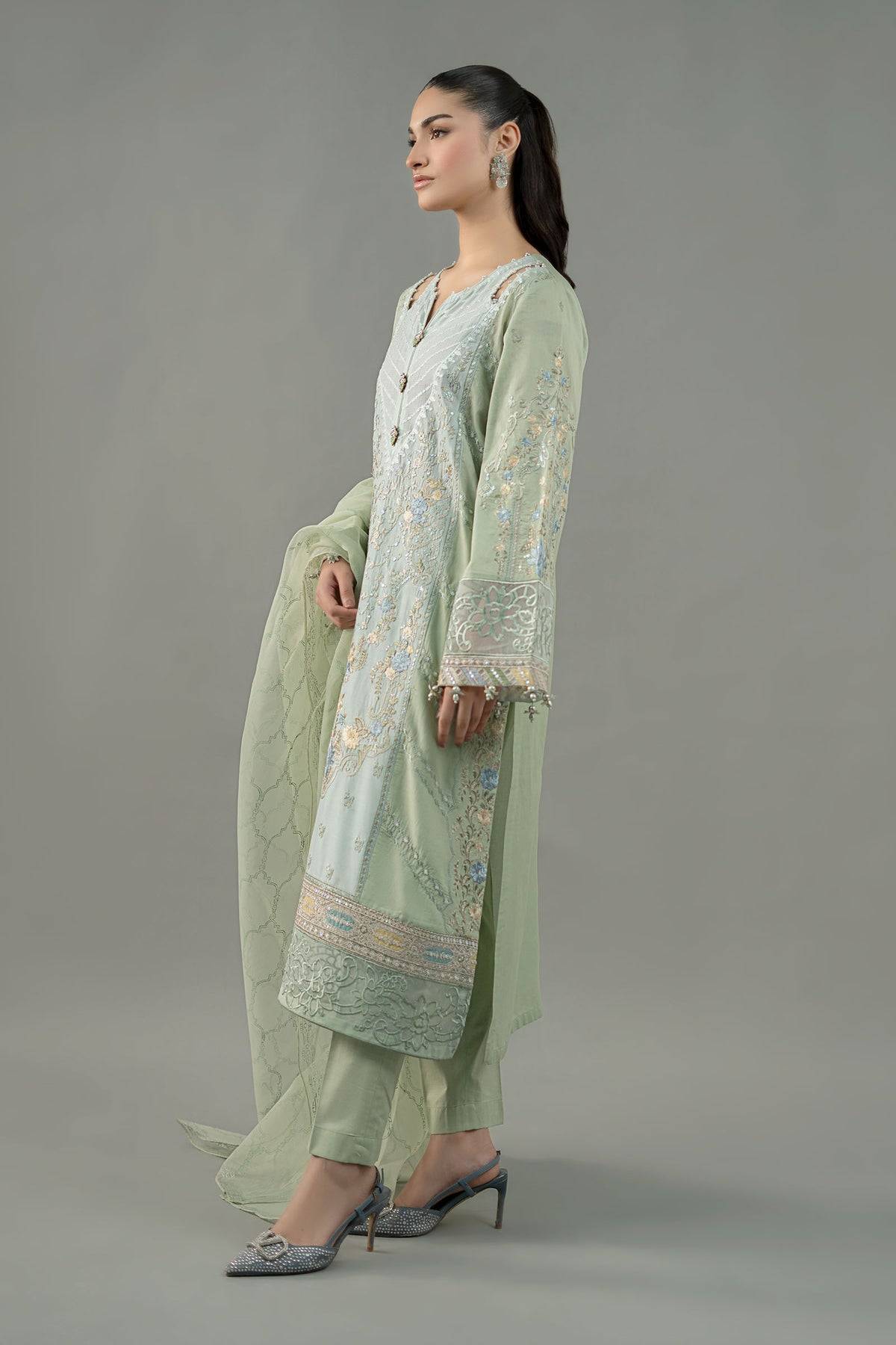 Maria B | Formal Wears | DW-EF25-69 Green by Maria Faisal - Registered Vendor of : Maria B - type : Ladies Clothes - 100% original wedding dresses