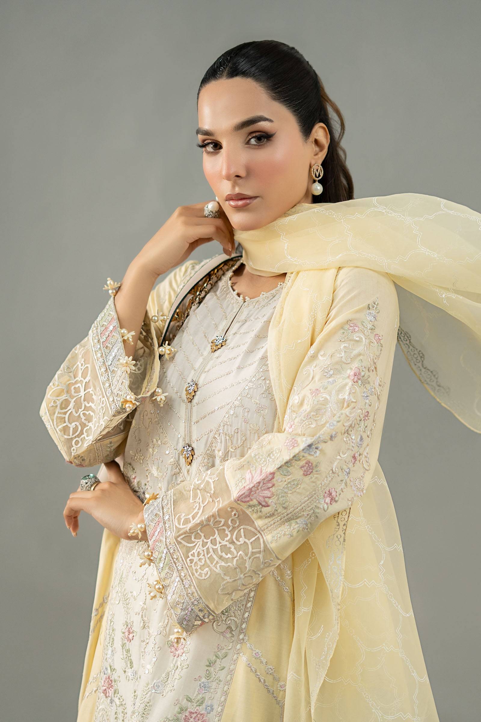 Maira B | Ready to Wear | DW-EF25-69 Yellow by Maria Faisal - Registered Vendor of : Maria B - type : Wedding Dress - 100% original wedding dresses