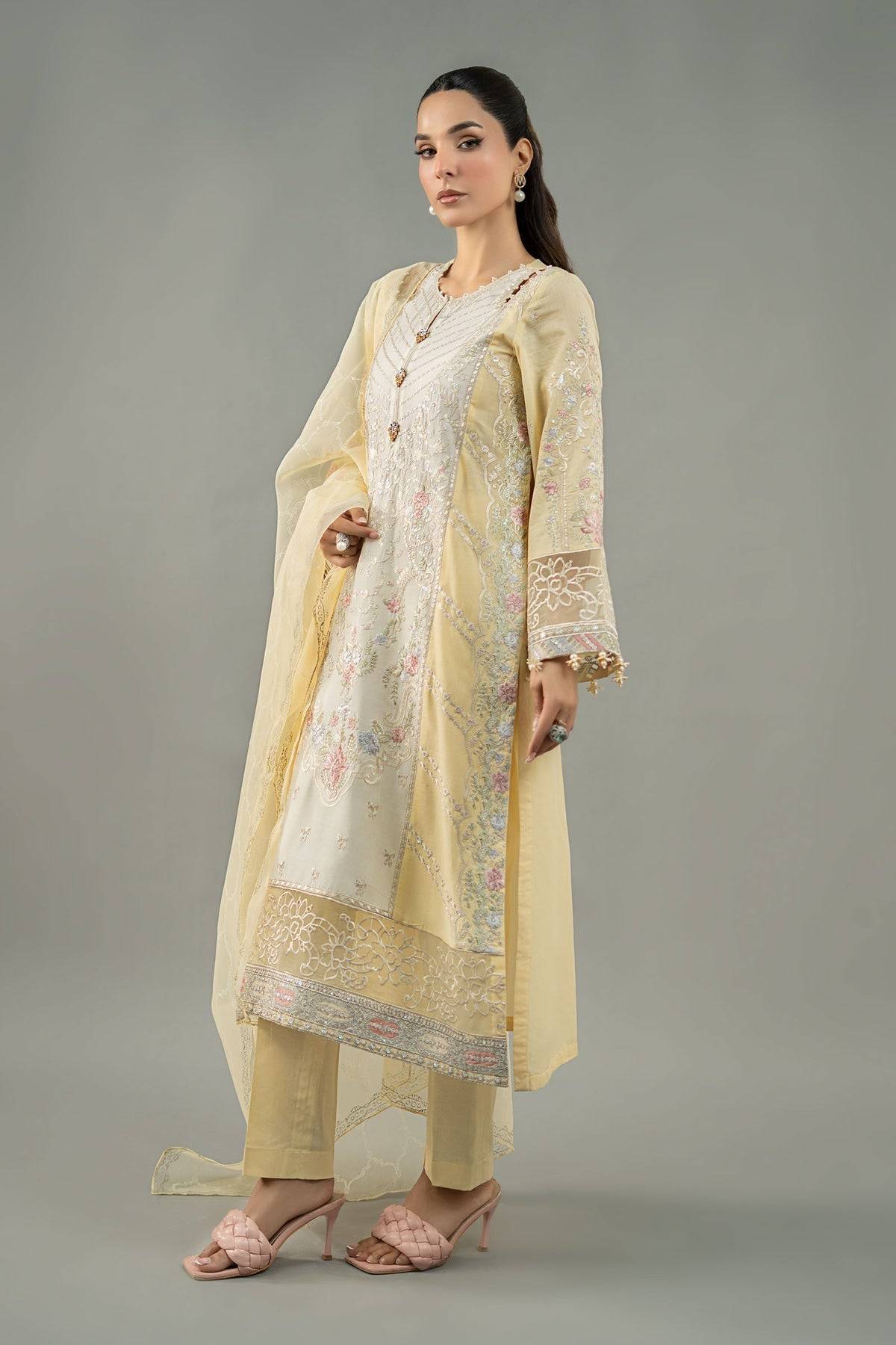 Maria B | Formal Wears | DW-EF25-69 Yellow by Maria Faisal - Registered Vendor of : Maria B - type : Ladies Clothes - 100% original wedding dresses