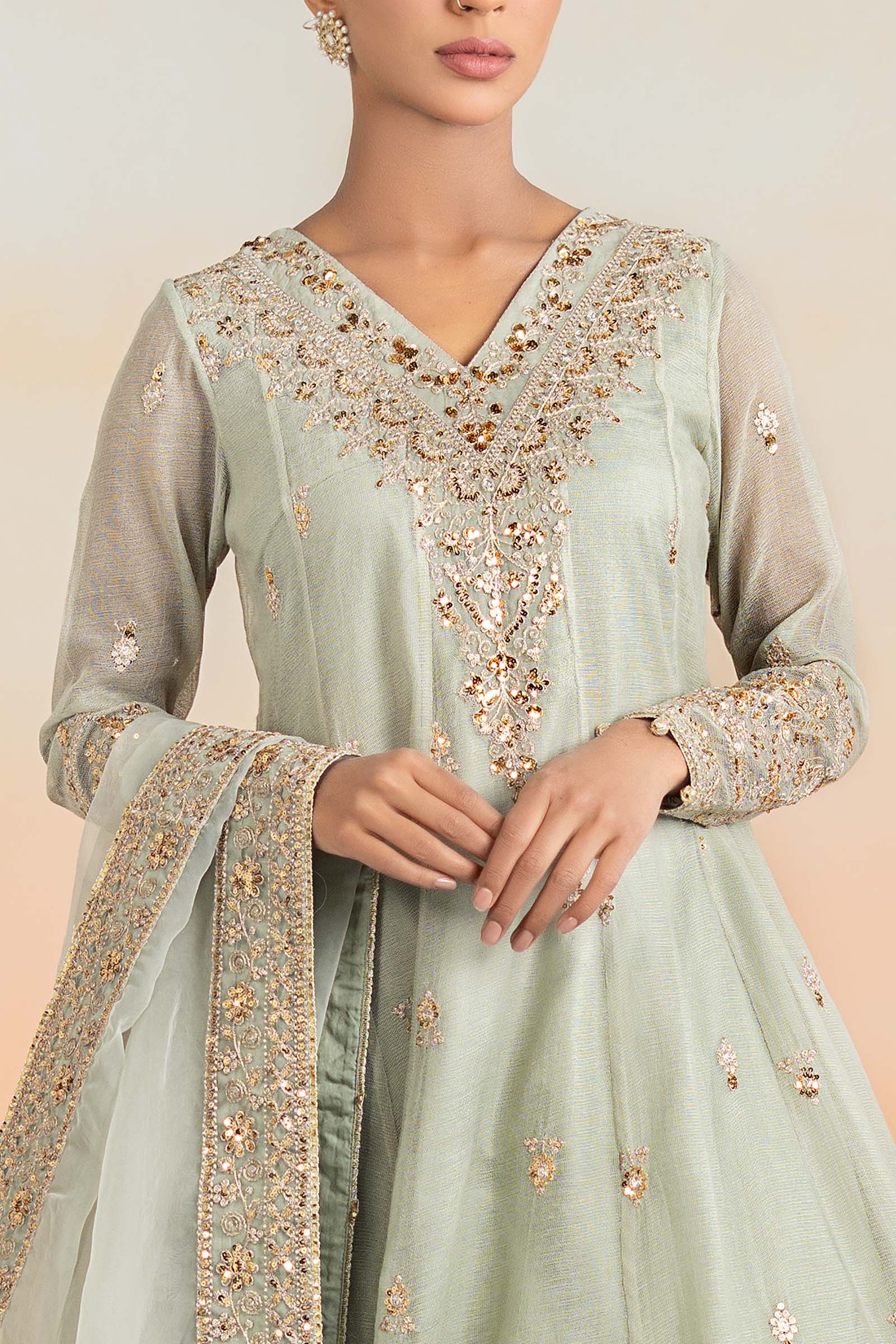 Maira B | Ready to Wear | DW-EF25-88 Mint Green by Maria Faisal - Registered Vendor of : Maria B - type : Wedding Dress - 100% original wedding dresses