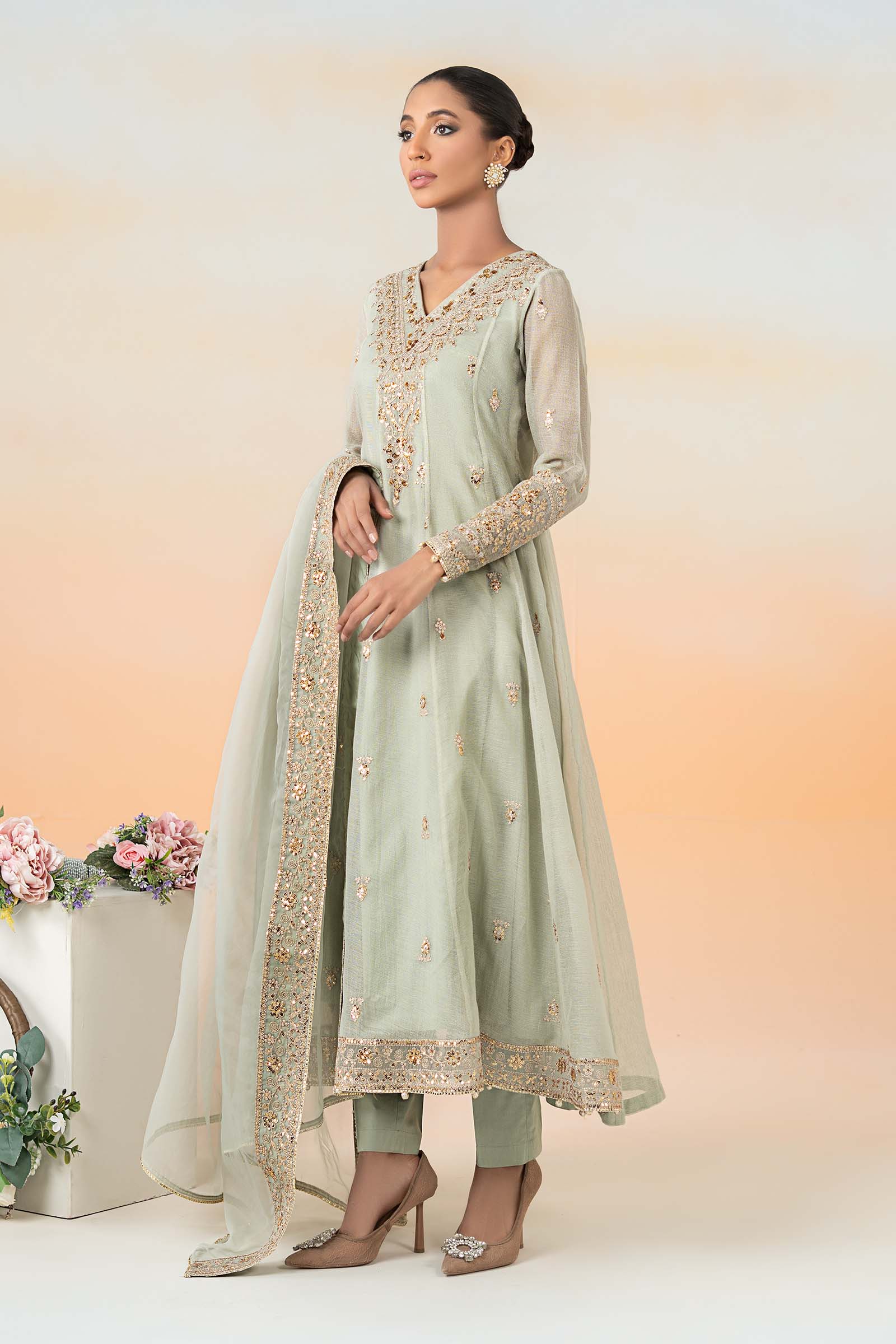 Maira B | Ready to Wear | DW-EF25-88 Mint Green by Maria Faisal - Registered Vendor of : Maria B - type : Wedding Dress - 100% original wedding dresses