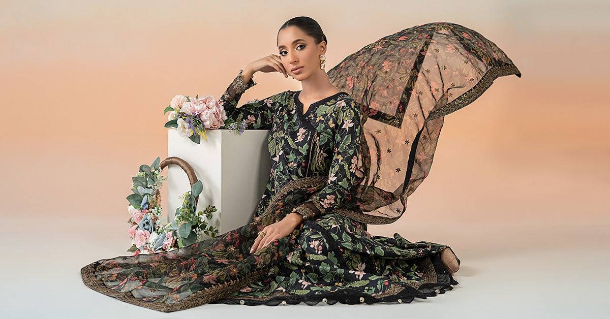 Maira B | Ready to Wear | DW-EF25-90 Black by Maria Faisal - Registered Vendor of : Maria B - type : Wedding Dress - 100% original wedding dresses