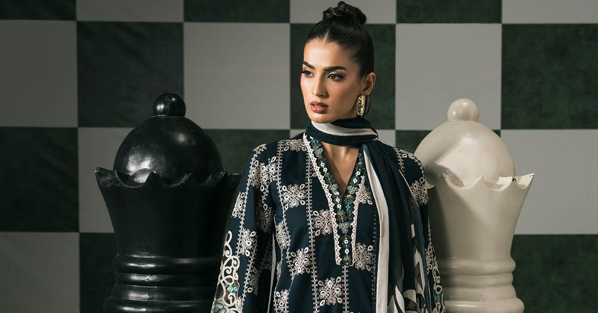 Maria B | Eid Collection 2026 | Dw-Ef26-05 Blue - Luxury Dress - available at Maria Faisal in UK and USA.