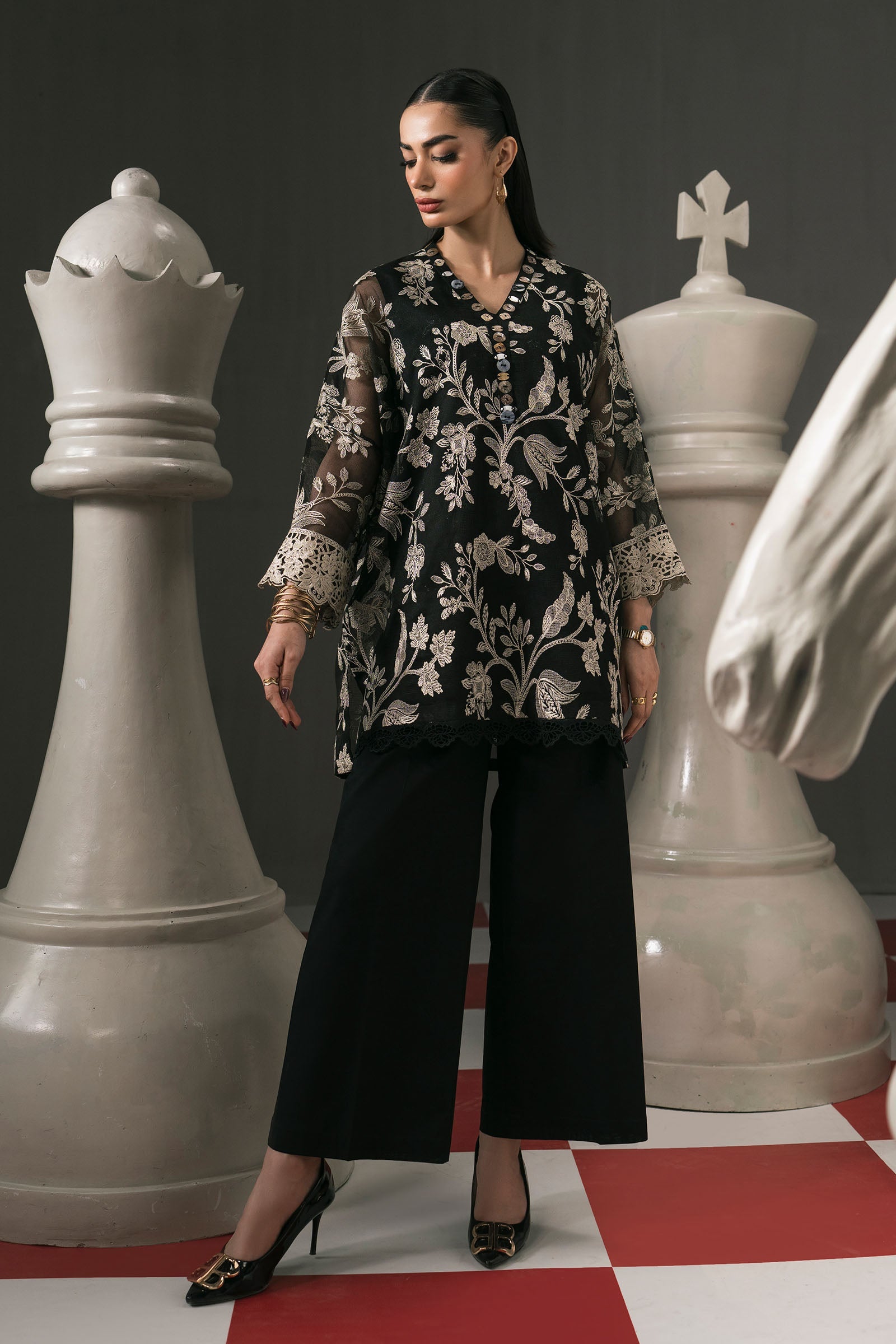 Maria B | Eid Collection 2026 | Dw-Ef26-11 Black - Luxury Dress - available at Maria Faisal in UK and USA.