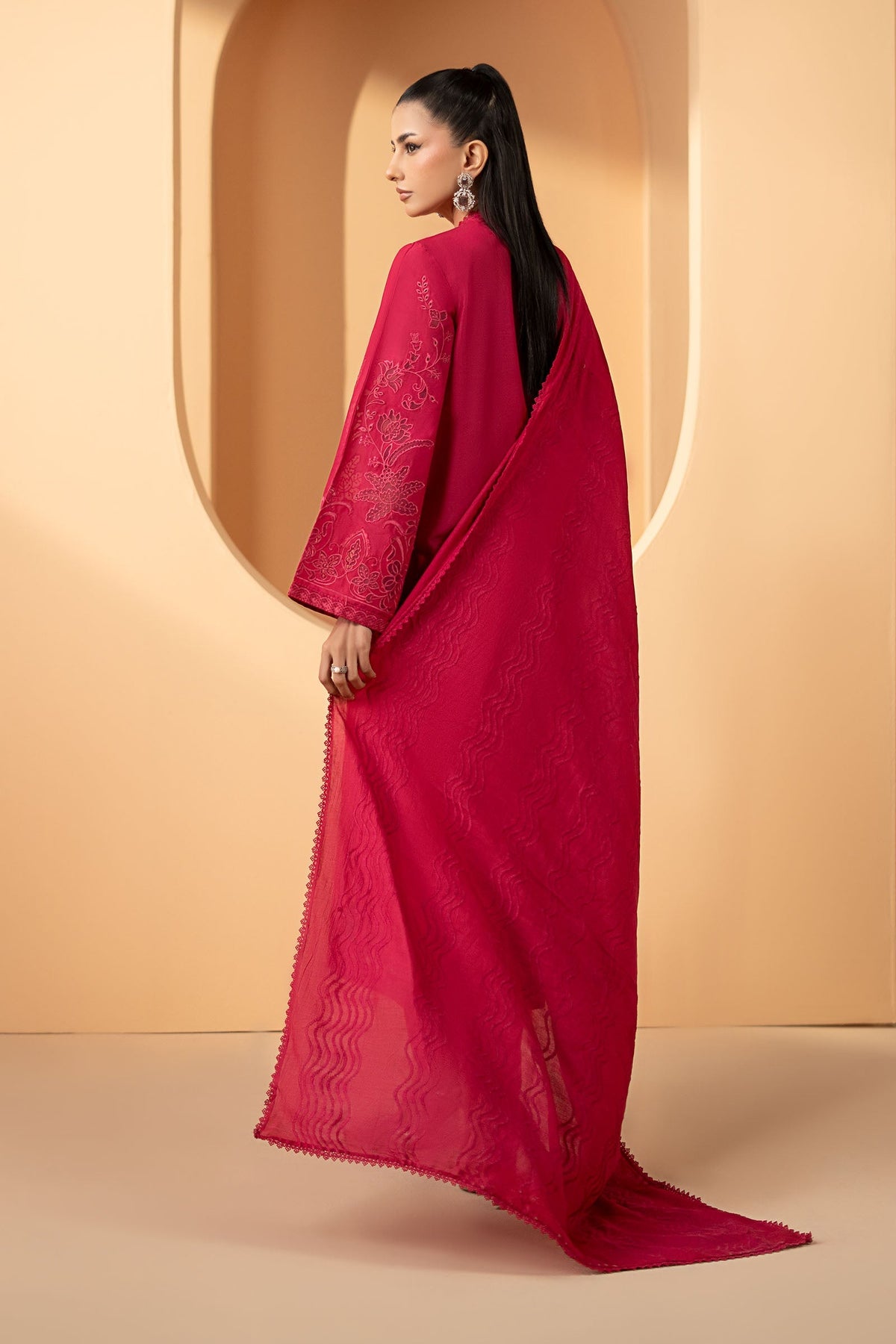 Maria B | Luxury Pret Pre Fall | DW-EF26-30-Magenta - Luxury Dress - available at Maria Faisal in UK and USA.