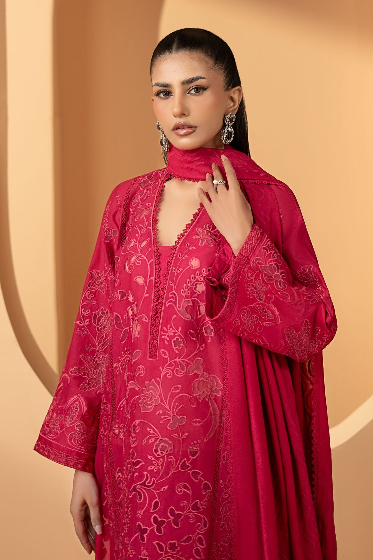Maria B | Luxury Pret Pre Fall | DW-EF26-30-Magenta - Luxury Dress - available at Maria Faisal in UK and USA.