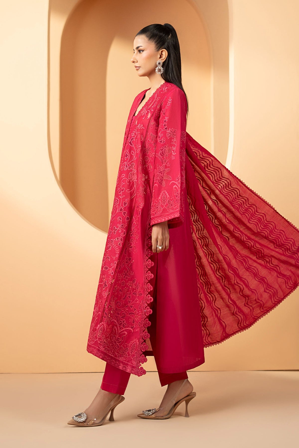 Maria B | Luxury Pret Pre Fall | DW-EF26-30-Magenta - Luxury Dress - available at Maria Faisal in UK and USA.