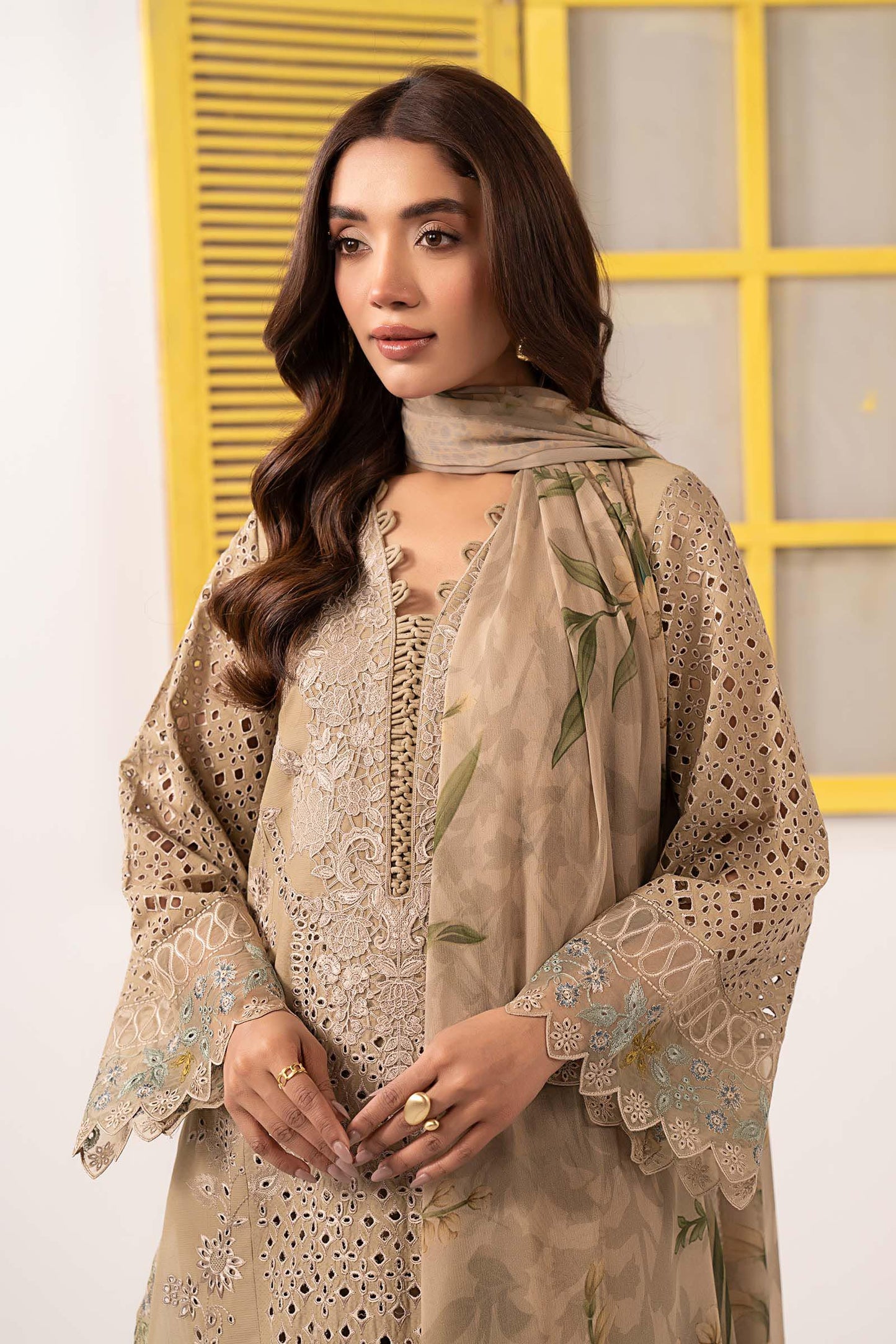 Maria B | Eid Collection 2026 | Dw-Ef26-34 Coffee - Luxury Dress - available at Maria Faisal in UK and USA.