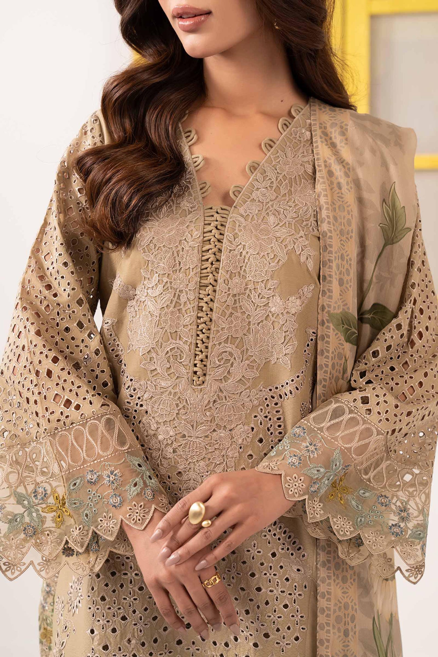 Maria B | Eid Collection 2026 | Dw-Ef26-34 Coffee - Luxury Dress - available at Maria Faisal in UK and USA.