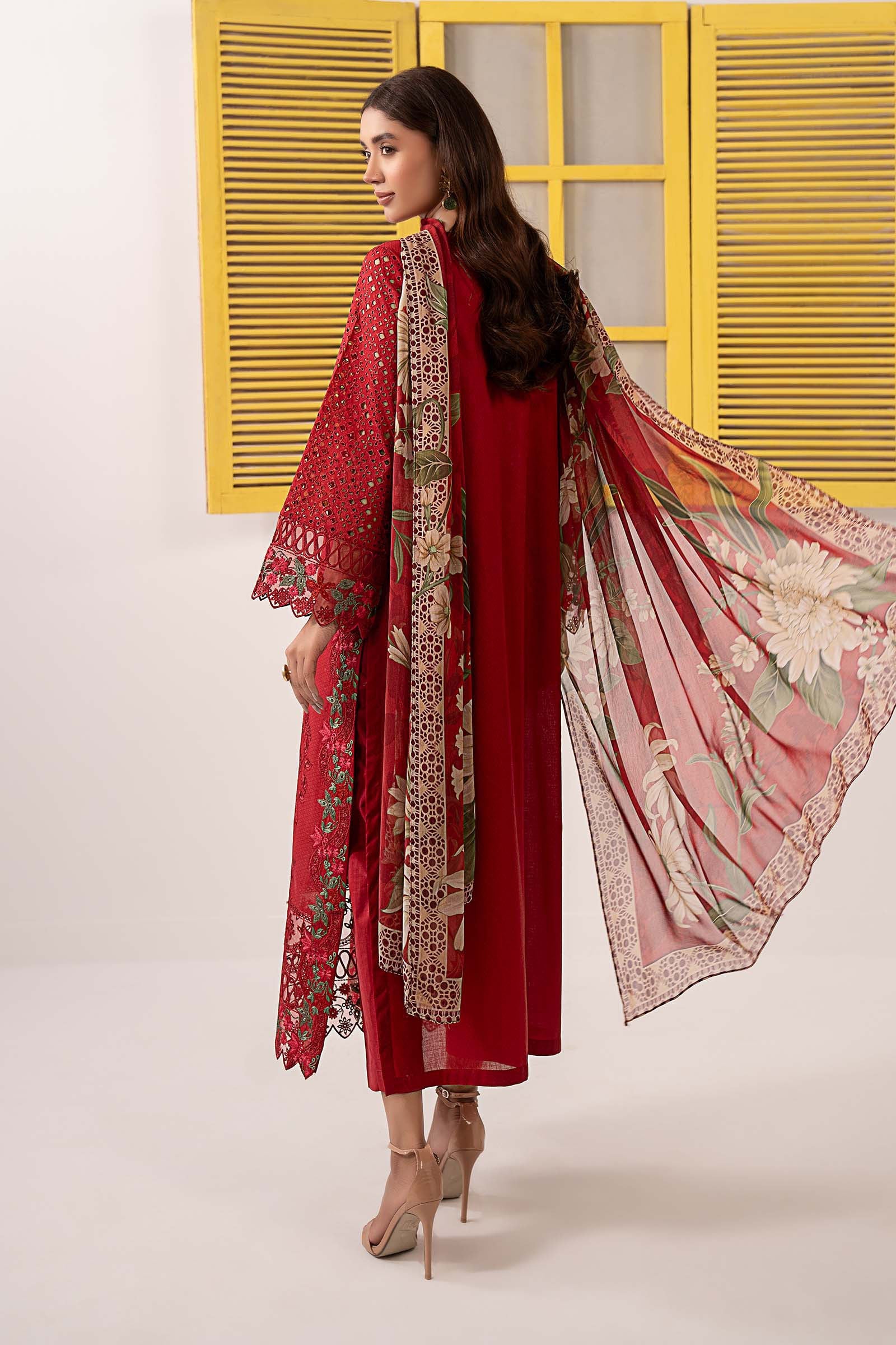 Maria B | Eid Collection 2026 | Dw-Ef26-34 Red - Luxury Dress - available at Maria Faisal in UK and USA.