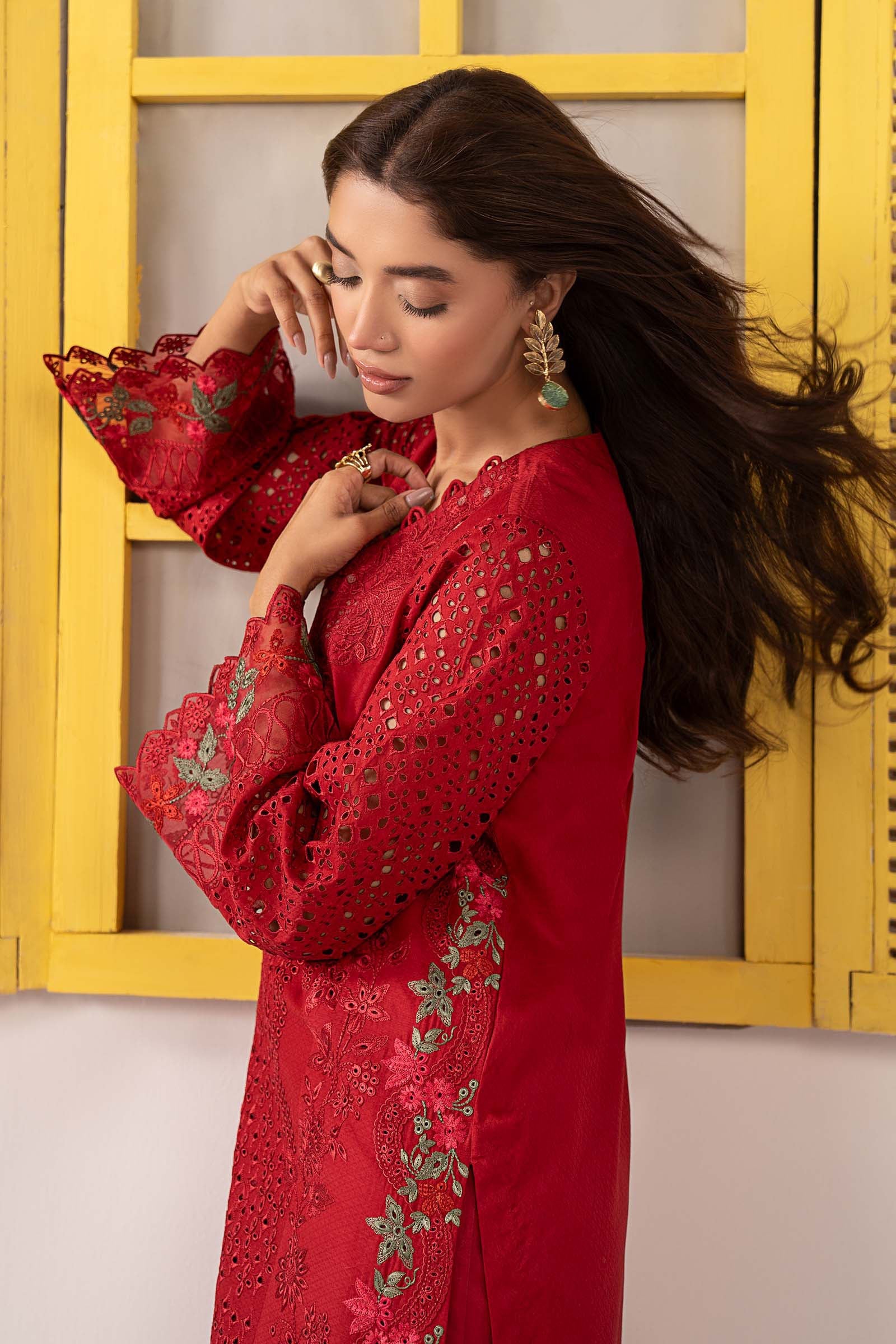 Maria B | Eid Collection 2026 | Dw-Ef26-34 Red - Luxury Dress - available at Maria Faisal in UK and USA.